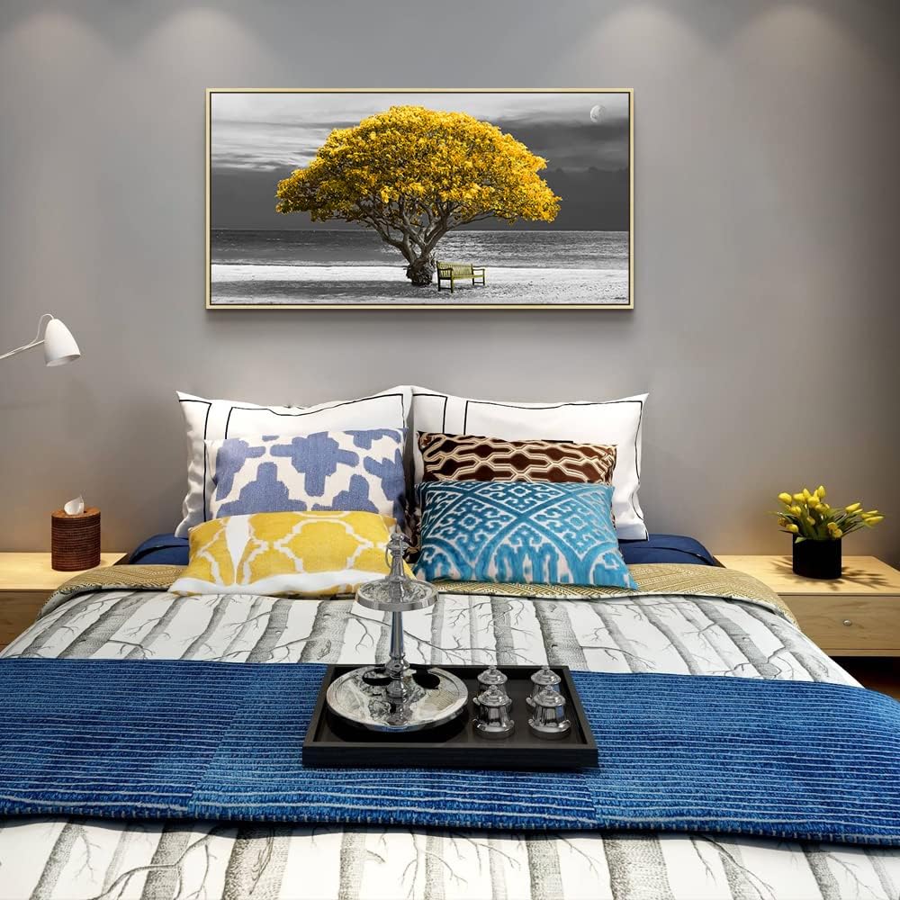 Lienzo enmarcado para sala de estar, decoración de pared de dormitorio de gran tamaño, decoración de pared en blanco y negro, pintura de pared de