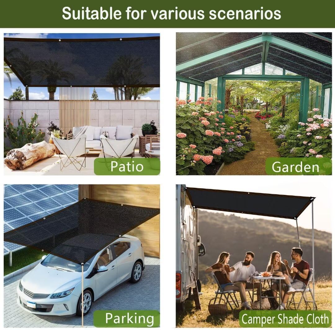 Shade-Cloth-Cloth-70% para plantas de invernadero de jardín, 10 x 12 pies, lona de malla negra con ojales, toldo para pérgola al aire libre, patio,