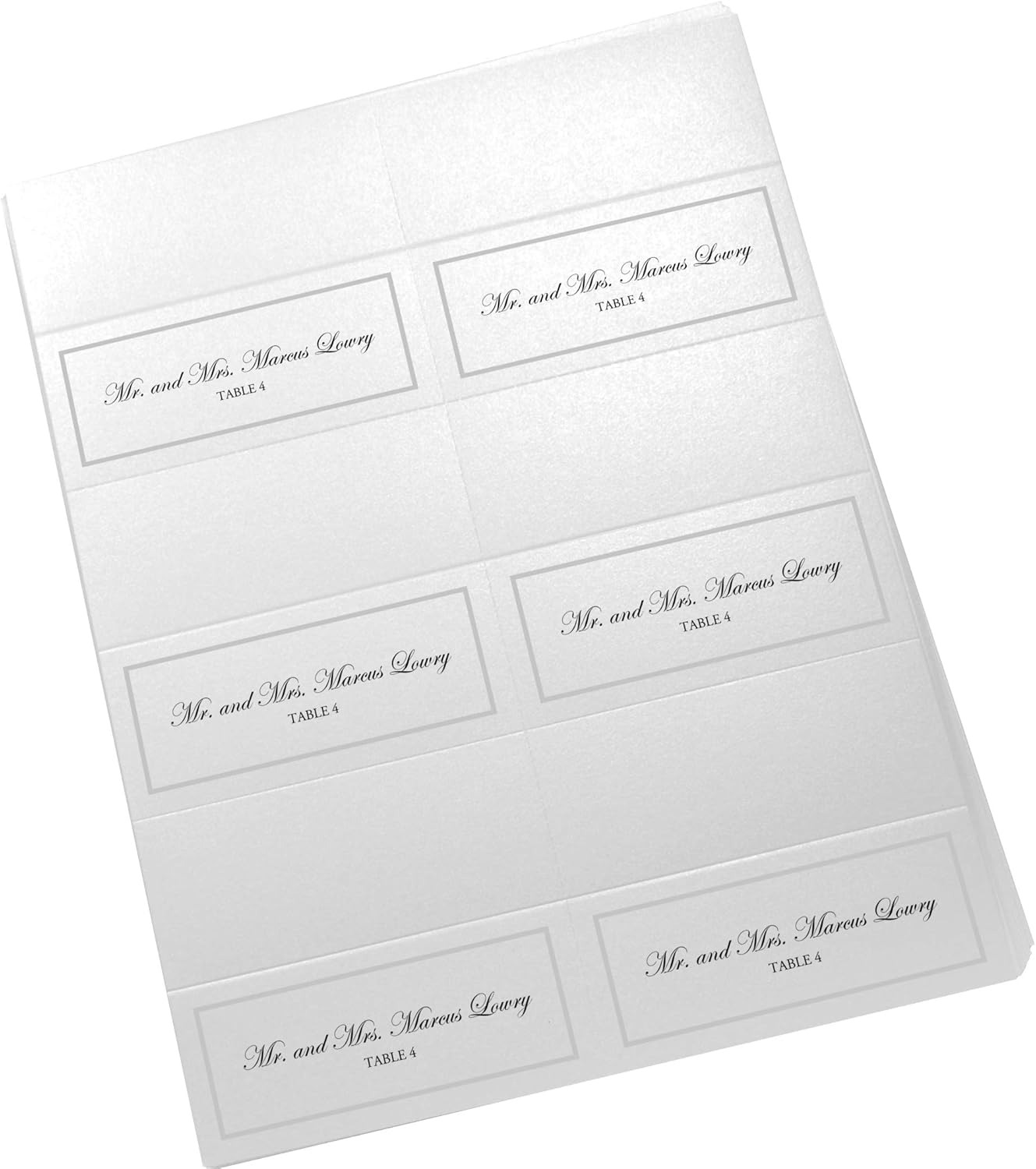 Tarjetas de lugar imprimibles con borde de una sola línea, plata (a elegir color), juego de 60 (10 hojas), impresoras láser y de inyección de tinta,