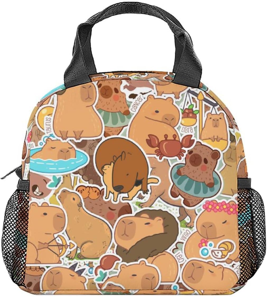 PAKKITOP Capybara – Lonchera para niños, pequeñas loncheras aisladas, bonita lonchera reutilizable para adolescentes, niñas, niños, lonchera