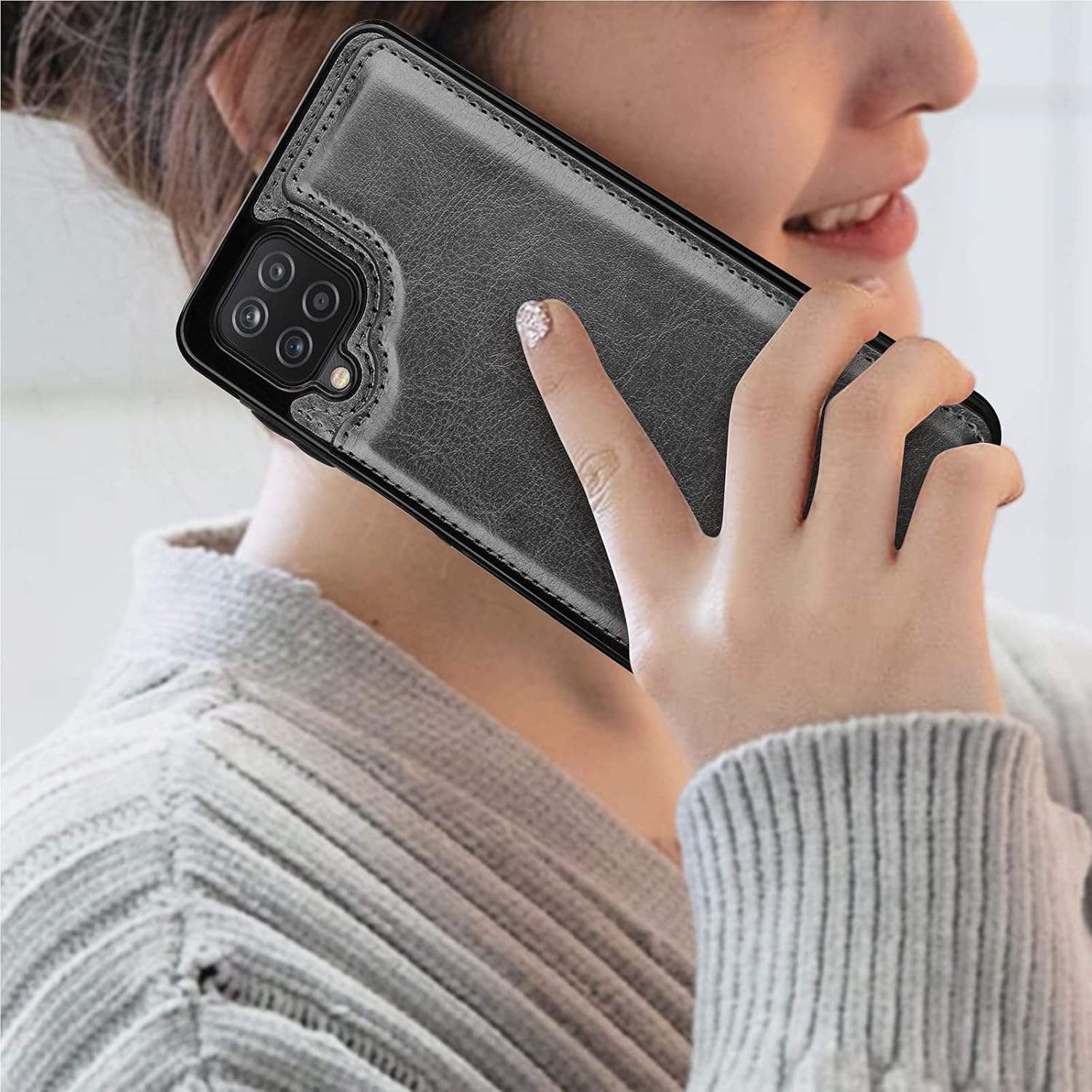 Tekcoo Funda tipo cartera para Galaxy A12  A12 5G, minimalista de lujo de piel sintética para tarjetas de crédito, con ranuras para tarjetas de