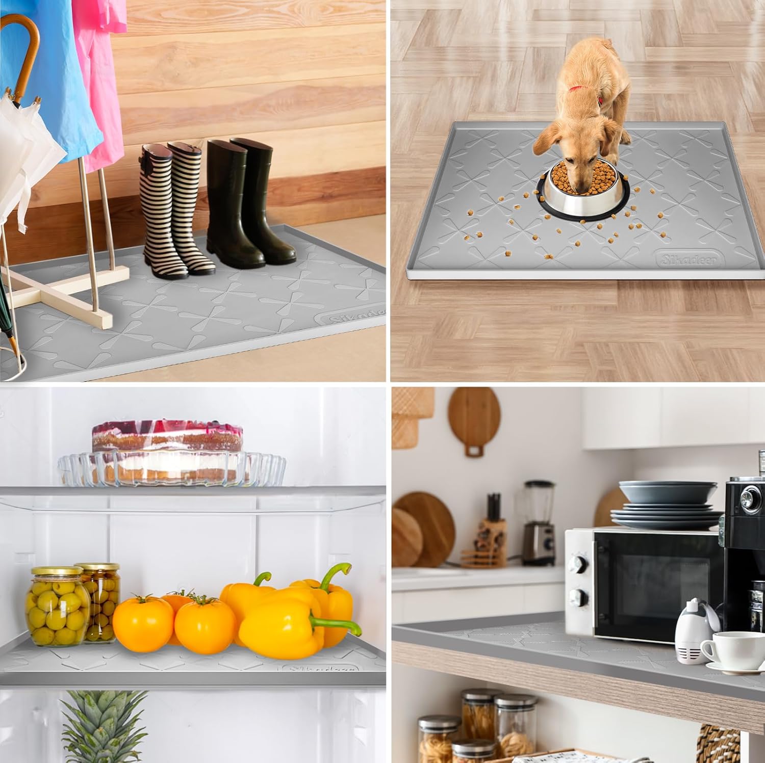 Tapete para debajo del fregadero para cocina, impermeable, 25 x 22 pulgadas, tapete de silicona para gabinete para baño, organizador debajo del