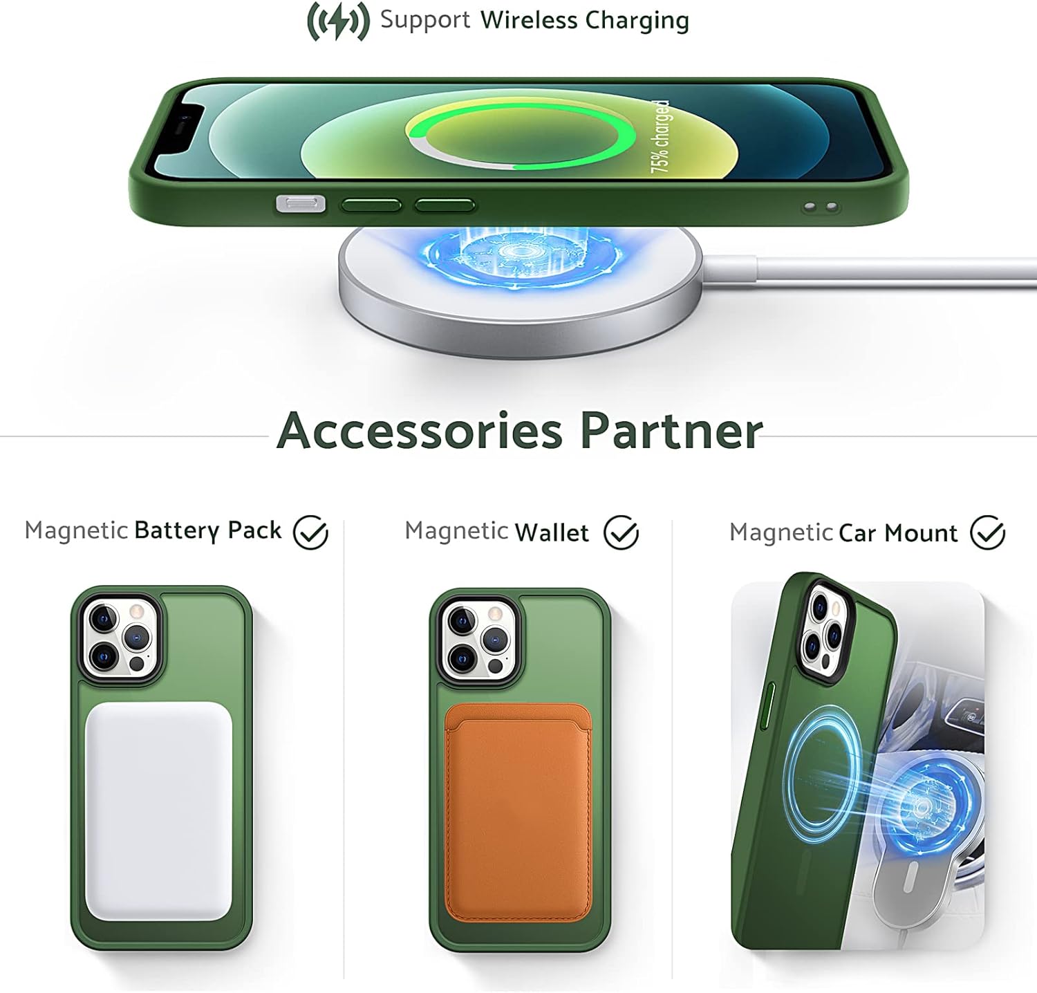 Anqrp Funda diseñada para iPhone 1212 Pro, compatible con Magsafe, funda translúcida de silicona súper suave para iPhone 12 de 6.1 pulgadas, color
