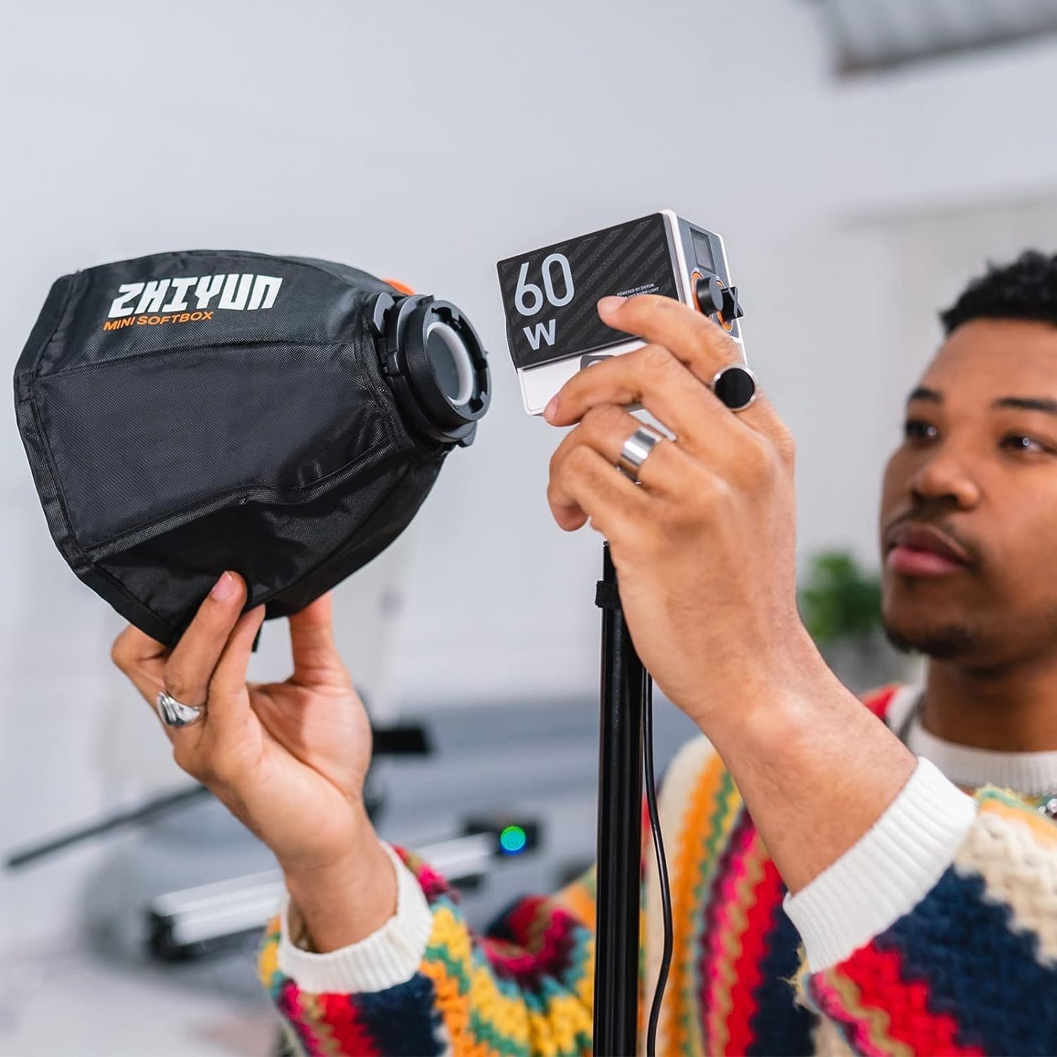 Zhiyun Mini Softbox, montaje ZY para Zhiyun Mouls G60 y X100 COB Video LED Luz