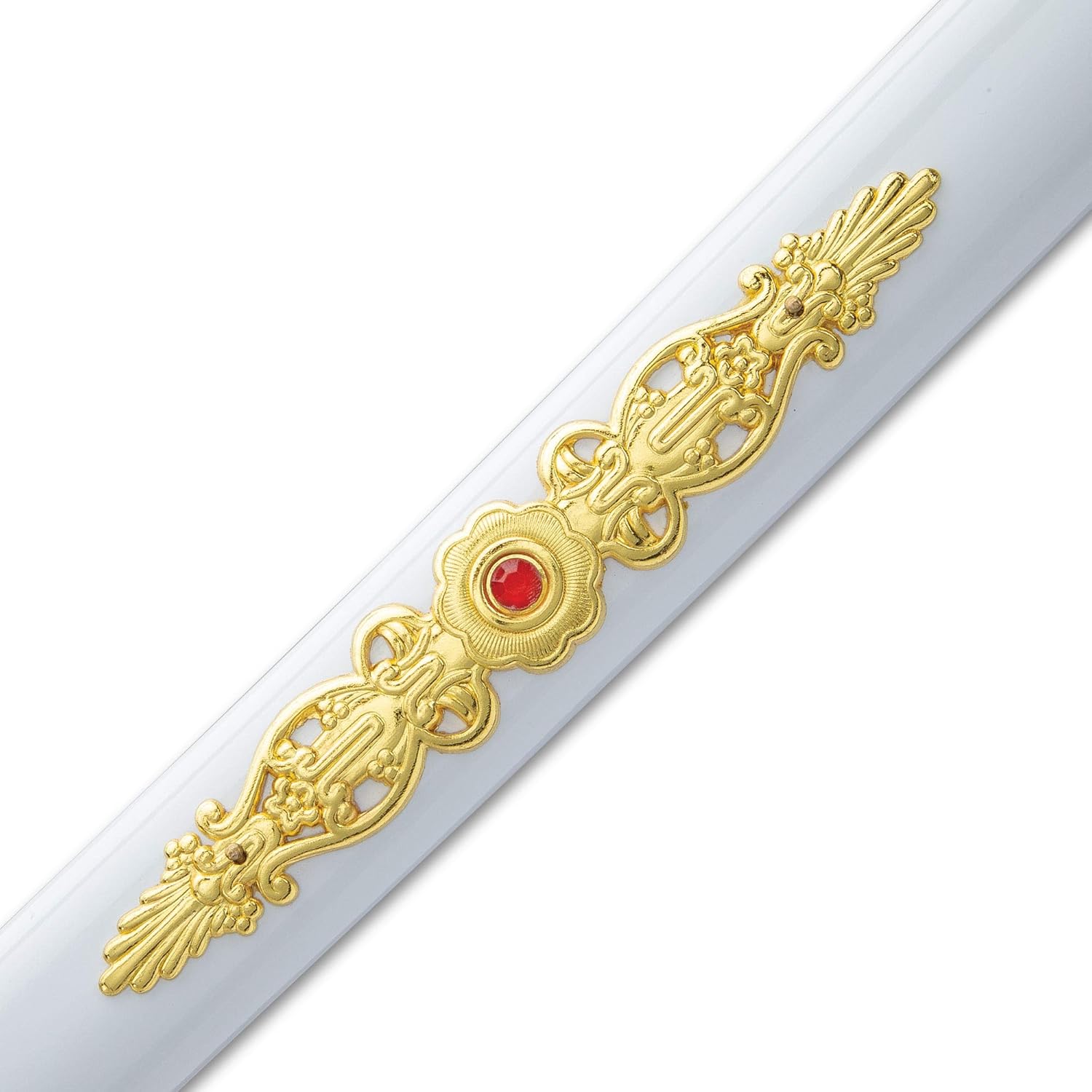 Katana de loto blanco con vaina de madera brillante, hoja de acero de alto carbono, mango de madera, envoltura de cables, accesorios de aleación de