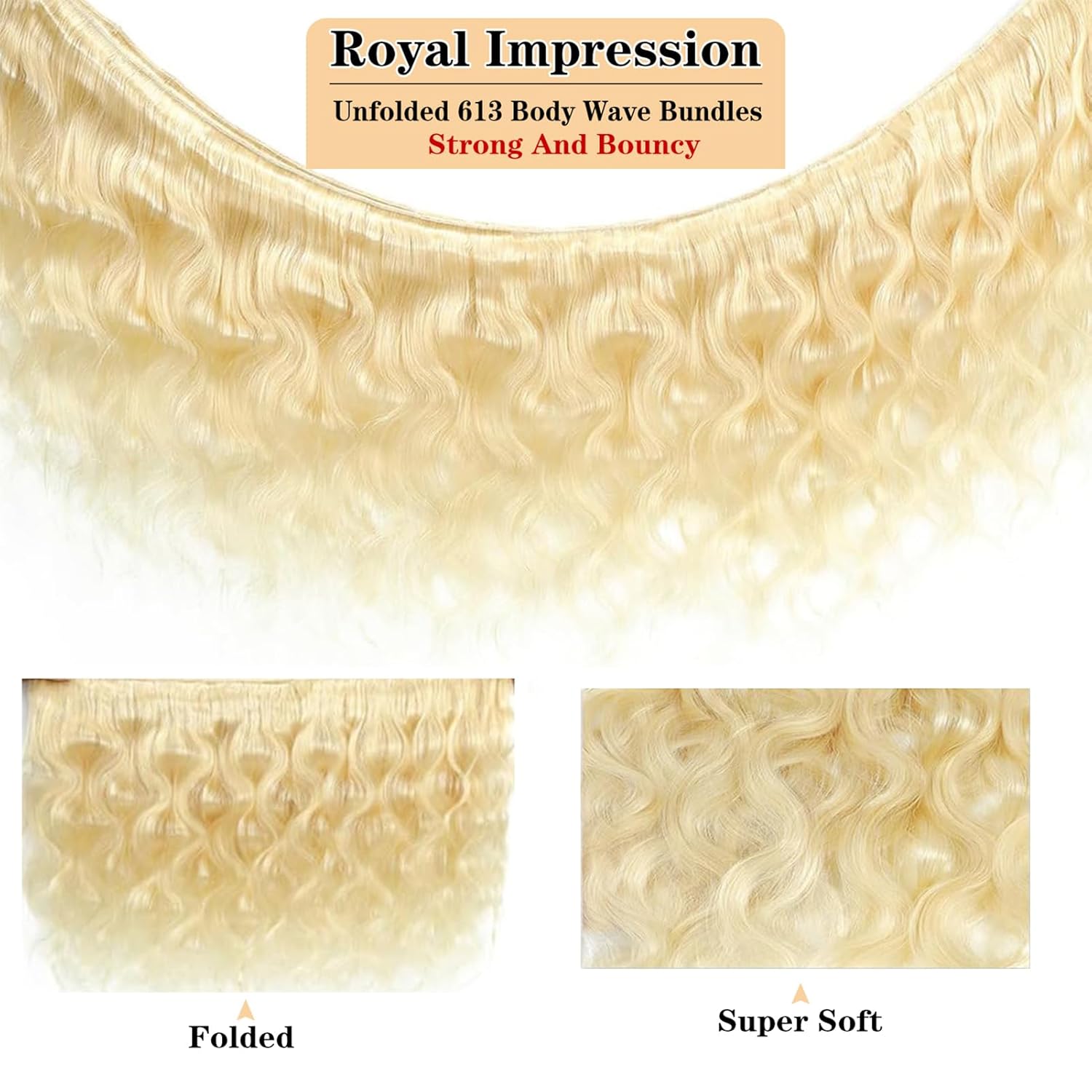 Paquetes de cabello humano rubio 613 de 26 pulgadas, grado 12A, 613, paquetes de cabello humano virgen brasileño 100% sin procesar, 1 paquete de
