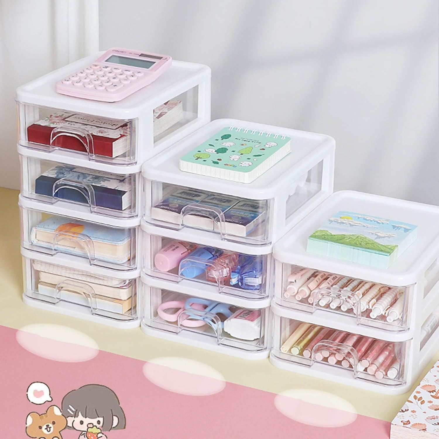 Mini organizador de escritorio, cajón de plástico, almacenamiento de suministros de oficina, cajones de almacenamiento, accesorios de escritorio de