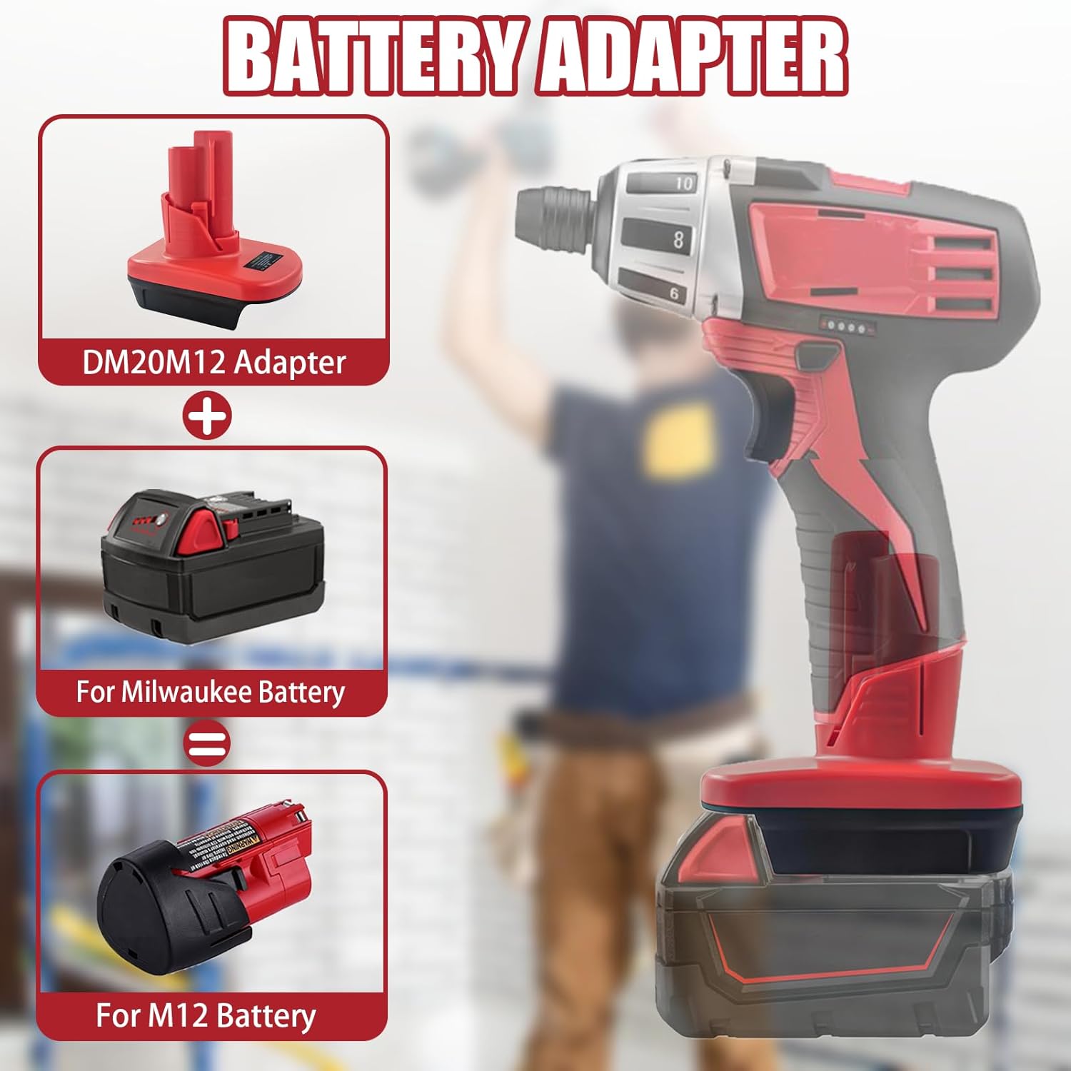 Adaptador de batería Milwaukee M18 a M12, para convertidor Milwaukee de 18 V a 12 V, convertidor para batería Milwaukee de 18 V a herramientas de
