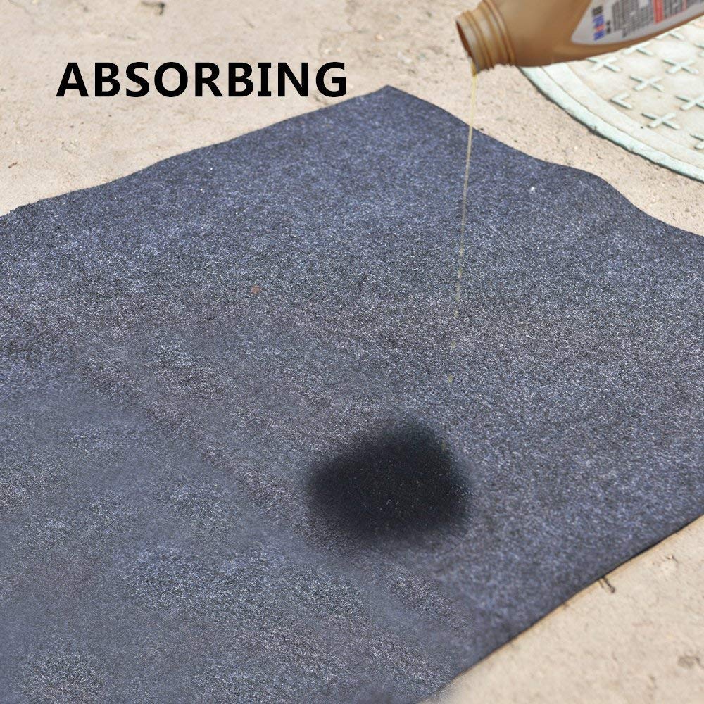 Tapete de fieltro absorbente para suelos de garaje, tapete para derrames de aceite, para debajo del fregadero, protege el suelo del garaje (36 x 48