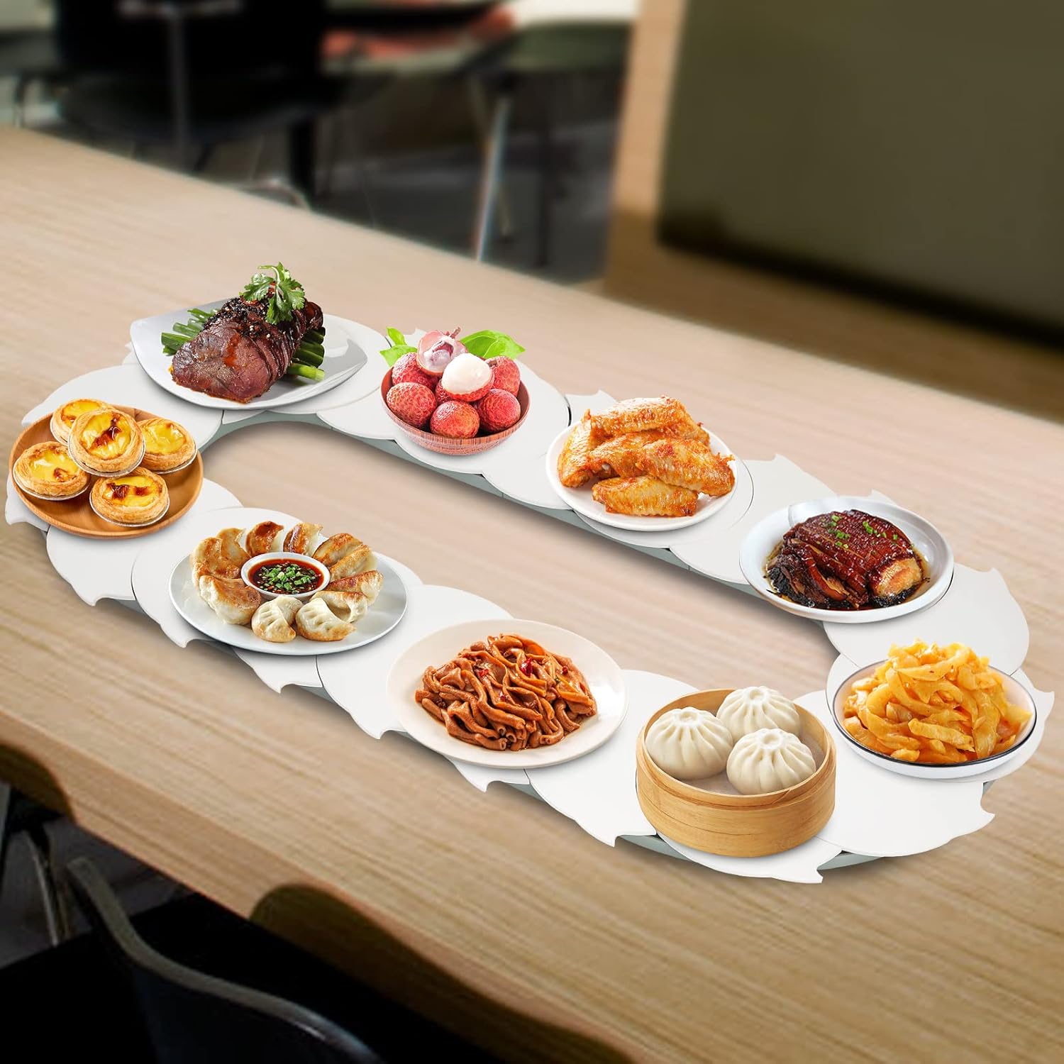 Fetcoi Tocadiscos giratorios de 360 para fiestas, giratorio manual, ajustable, mesa giratoria de alimentos para servir alimentos, mesa de comedor