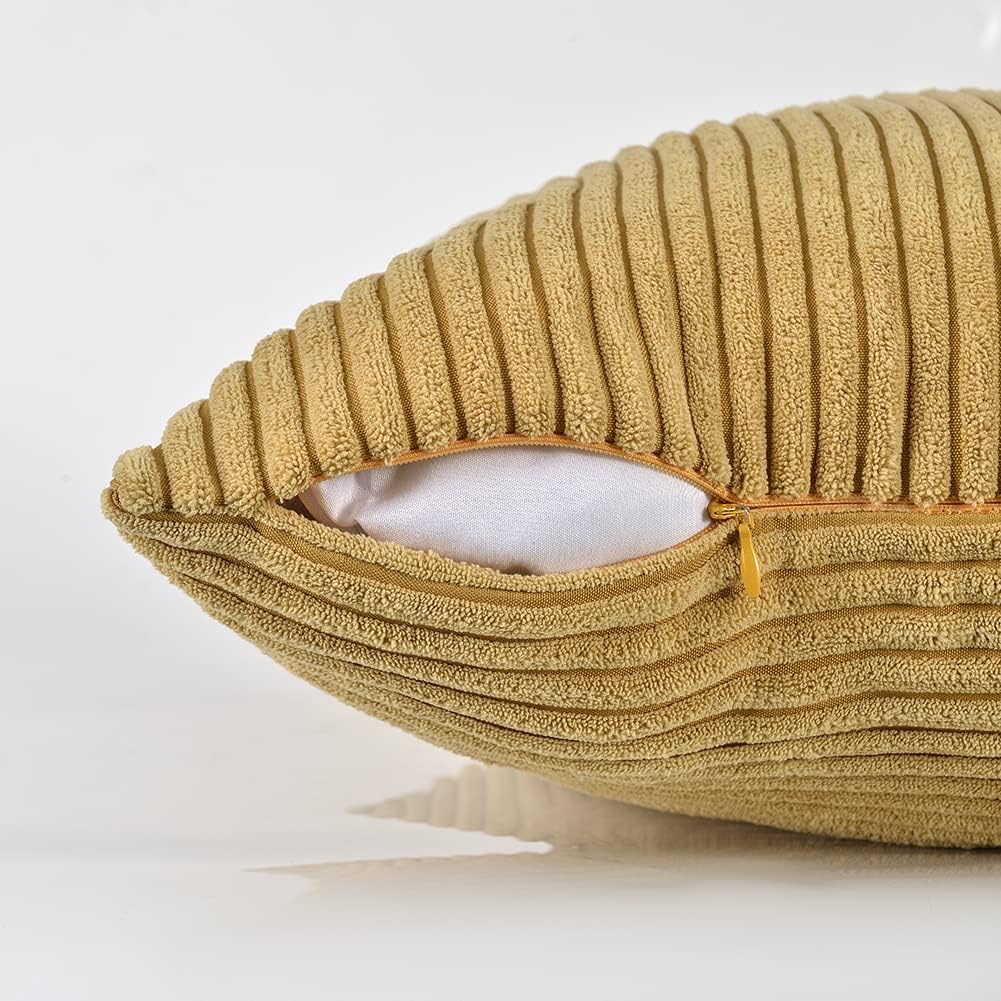 Fancy Homi Fundas de almohada decorativas lumbares de color amarillo mostaza de 12 x 20 pulgadas para sala de estar, sofá cama, estilo rústico