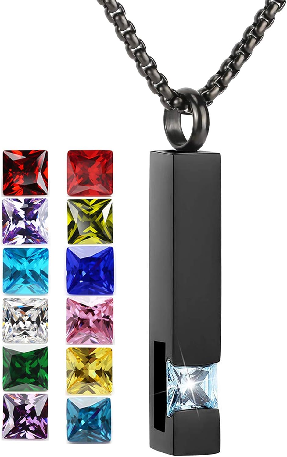 YOUFENG collar con urna para cenizas, cubos de piedras natales, urna para cenizas humanas, collar de urna de cremación, relicario, recuerdo