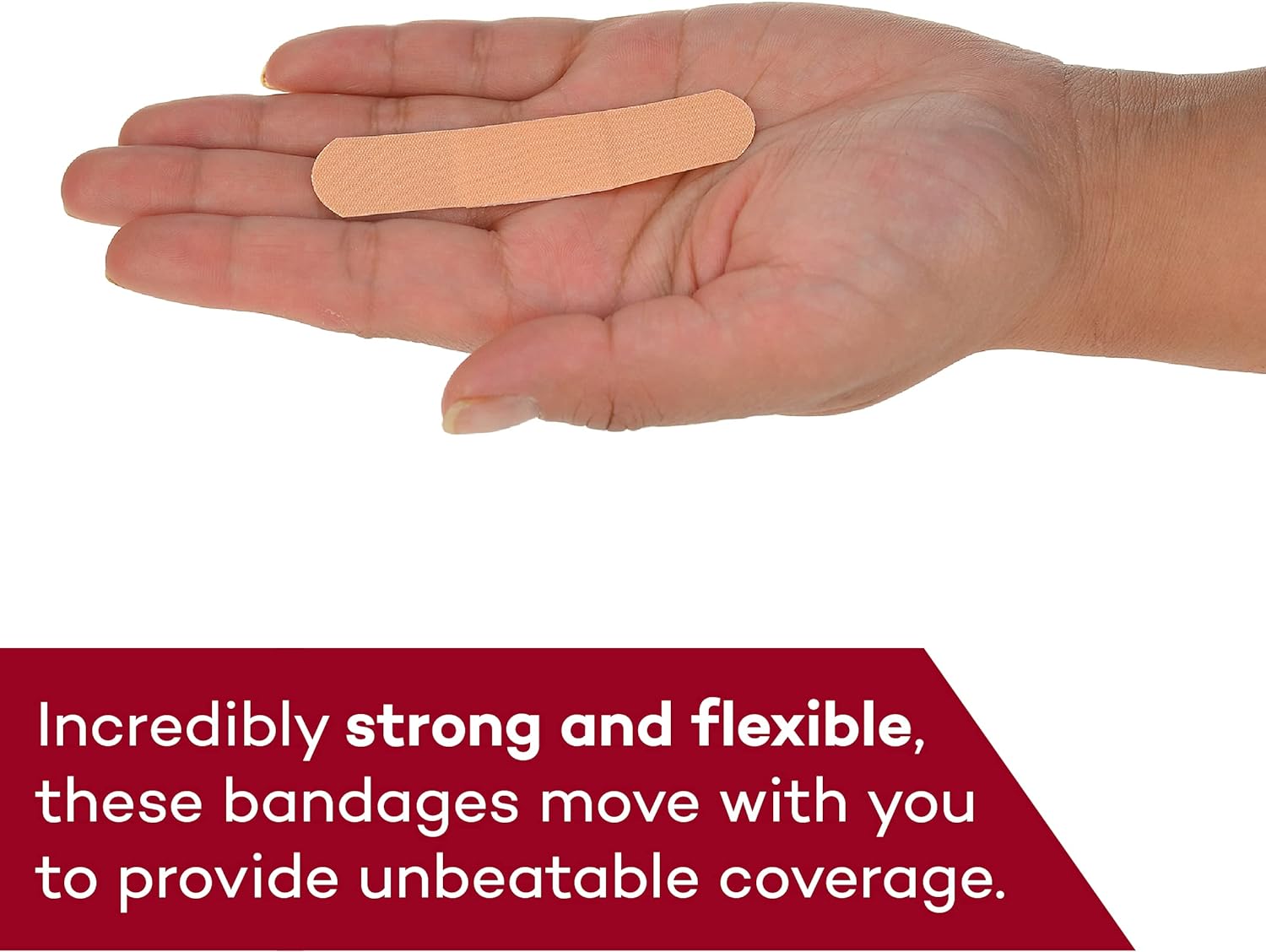 Dealmed Vendajes adhesivos flexibles de tela, 100 unidades (1 paquete) vendajes con almohadilla antiadherente, sin látex, kit de cuidado de heridas