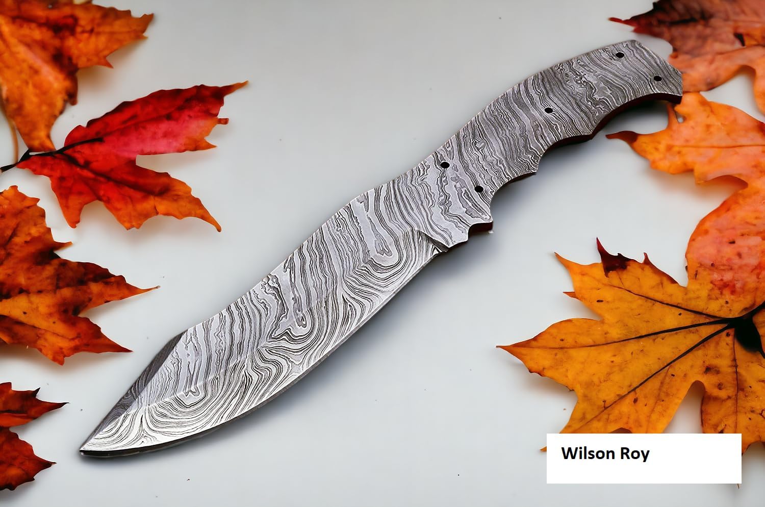 Wilson Roy Cuchillo de hoja en blanco de espiga completa de acero de Damasco hecho a mano para la fabricación de cuchillos suministros-7VV