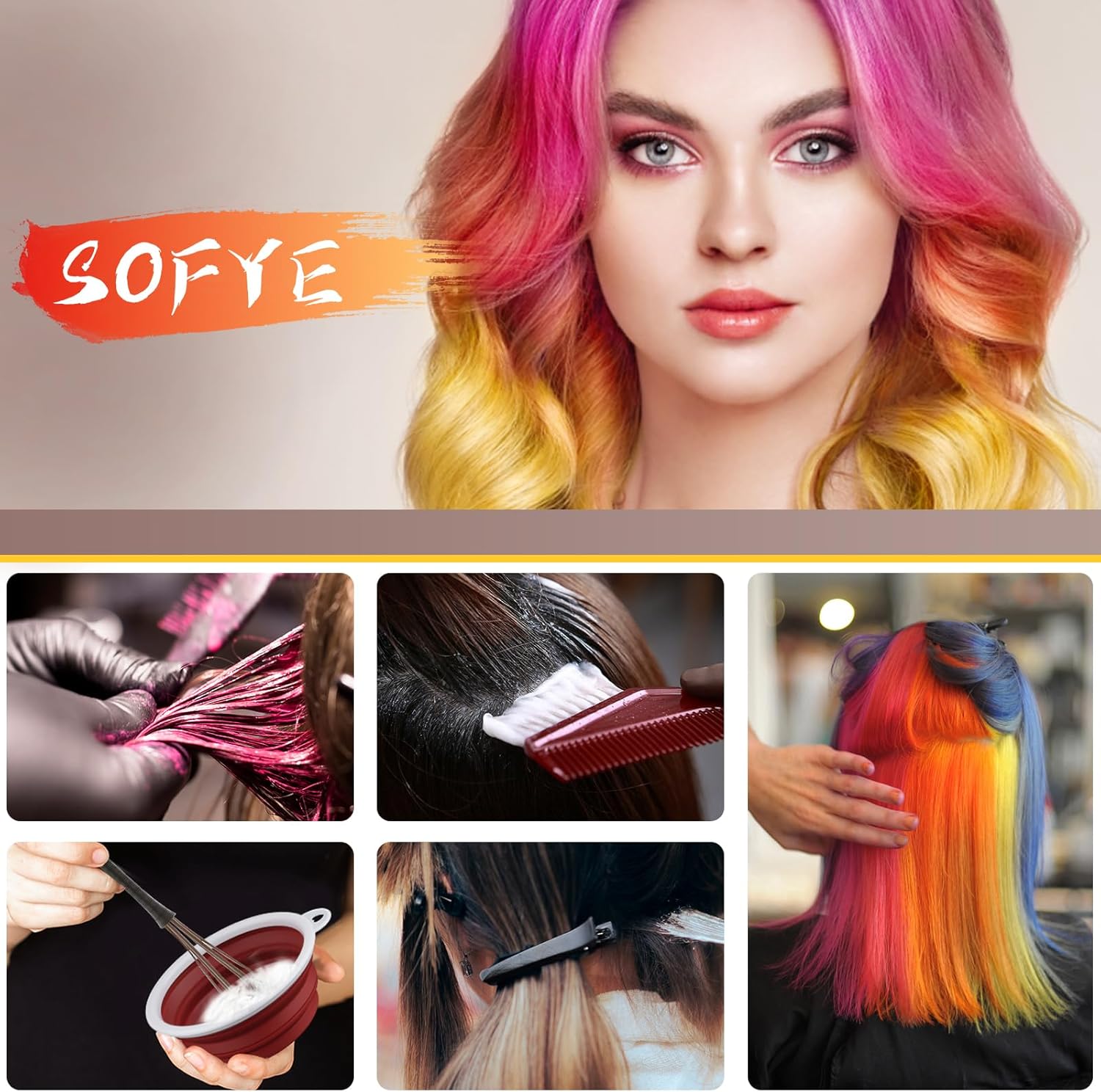 Kit de tinte para el cabello, kit de 30 piezas de coloración para el cabello, cepillo para teñir el cabello y cuenco con cuenco de tintar, cubierta