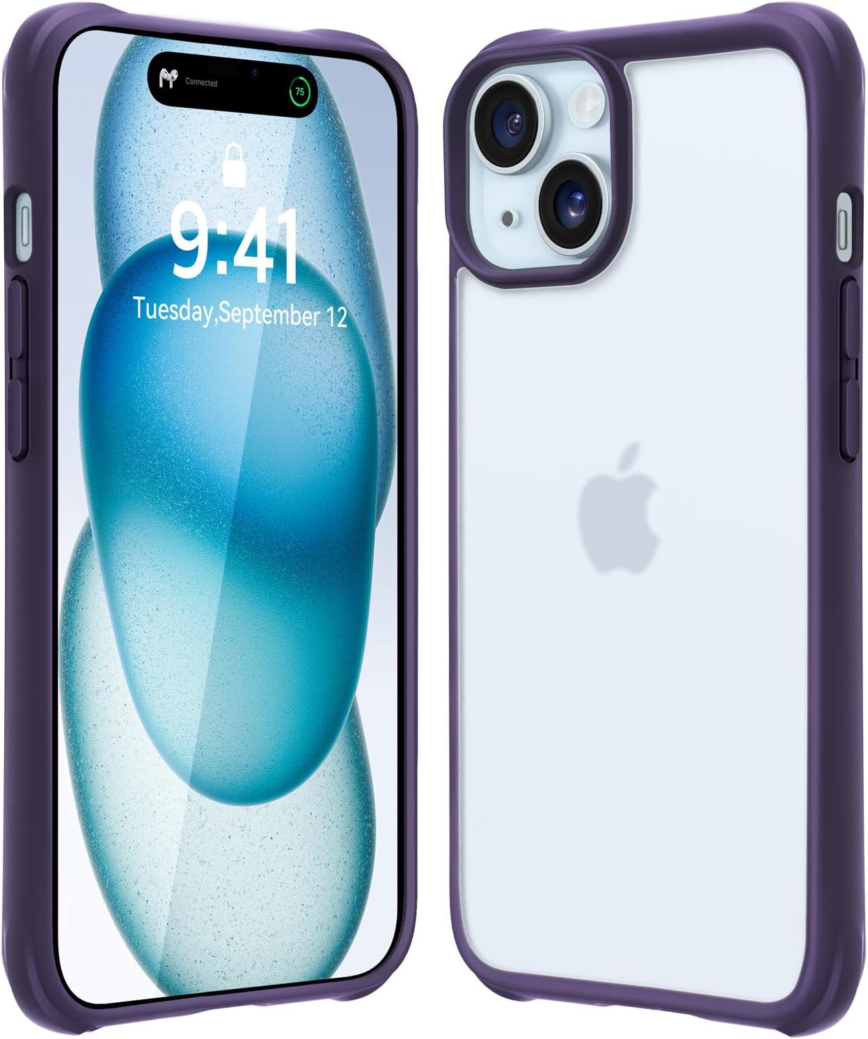 Mkeke Funda para iPhone 15, No amarillenta Protección contra caídas de grado militar Fundas transparentes para Apple iPhone 15 con parachoques a
