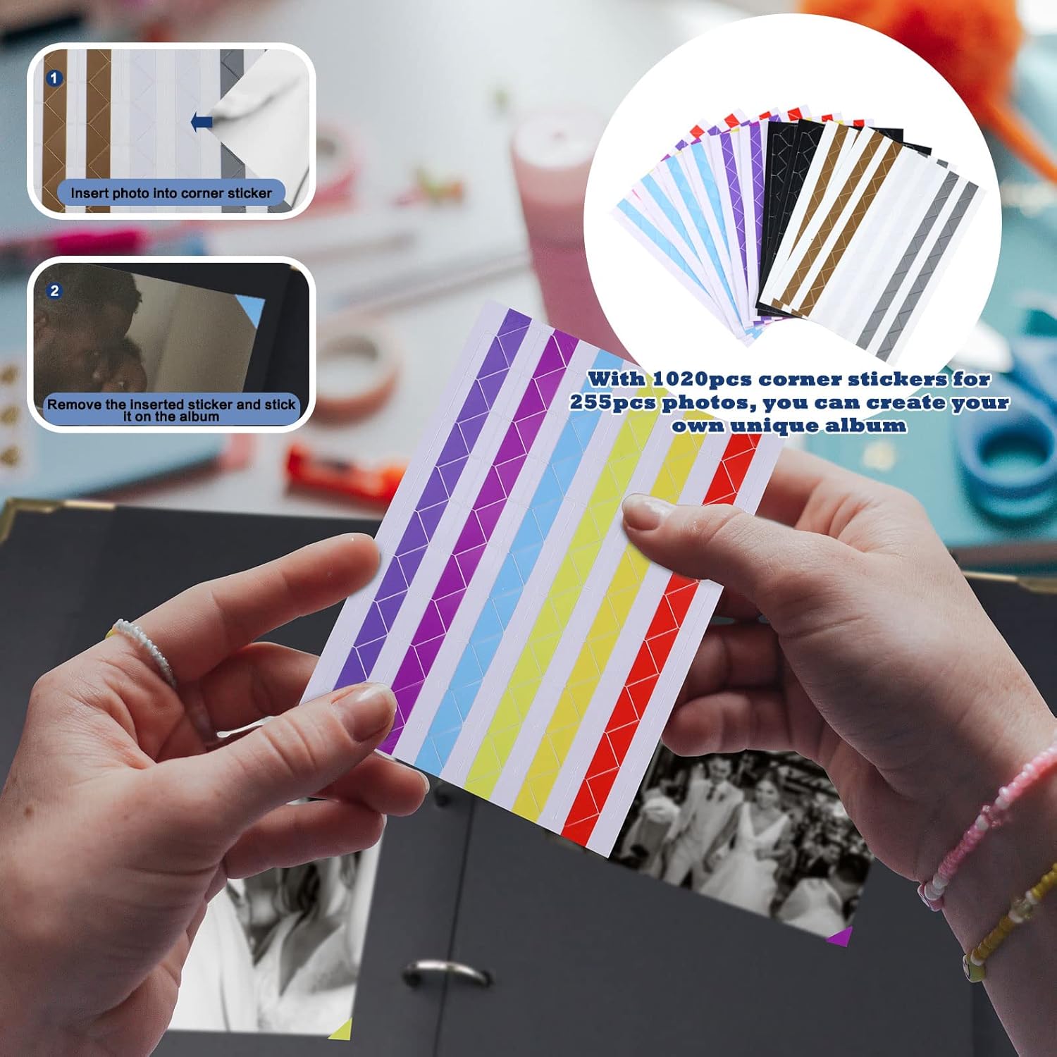 LELE LIFE Álbum de recortes – Álbum de fotos de tapa dura de 6 x 10 pulgadas, con 60 páginas de papel súper grueso de 12.35 ozm, carpeta de 3