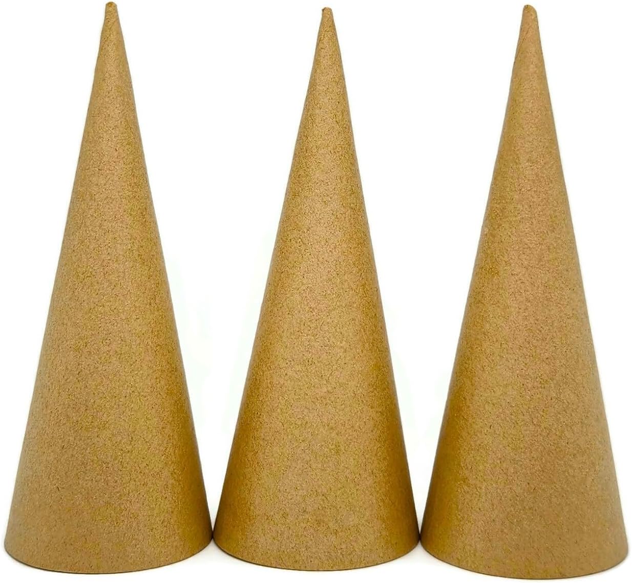 AllStellar Juego de 3 conos de papel maché con parte inferior abierta de 8.8 x 3.5 pulgadas (pequeño Plus) – Para proyectos de arte de bricolaje,