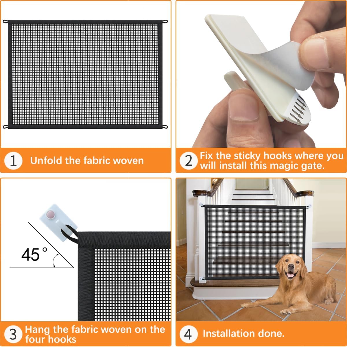 Puerta para perros para escaleras Puertas para mascotas para la casa Puerta de malla para perros para puertas, escaleras, seguridad interior de 29