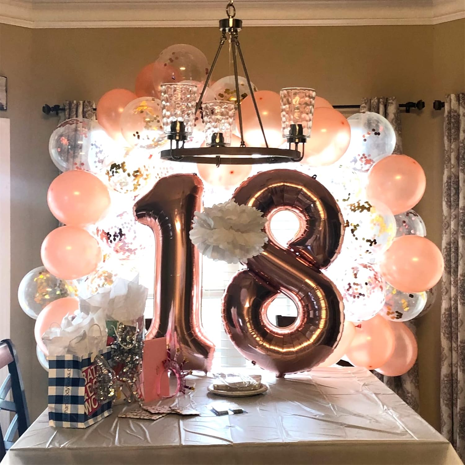 Globos de aluminio de Mylar de oro rosa con el número 18, globos gigantes de 40 pulgadas para niñas, globos de helio de número 1 y 8 de oro rosa