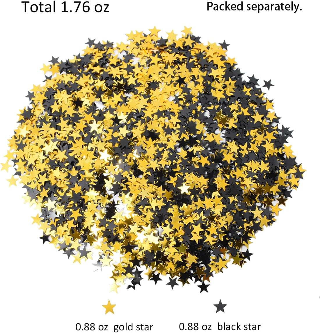 Confeti de estrella negro dorado brillante confeti de mesa para bodas, fiestas, vacaciones, decoración de manualidades, 1.76 oz (alrededor de 4100