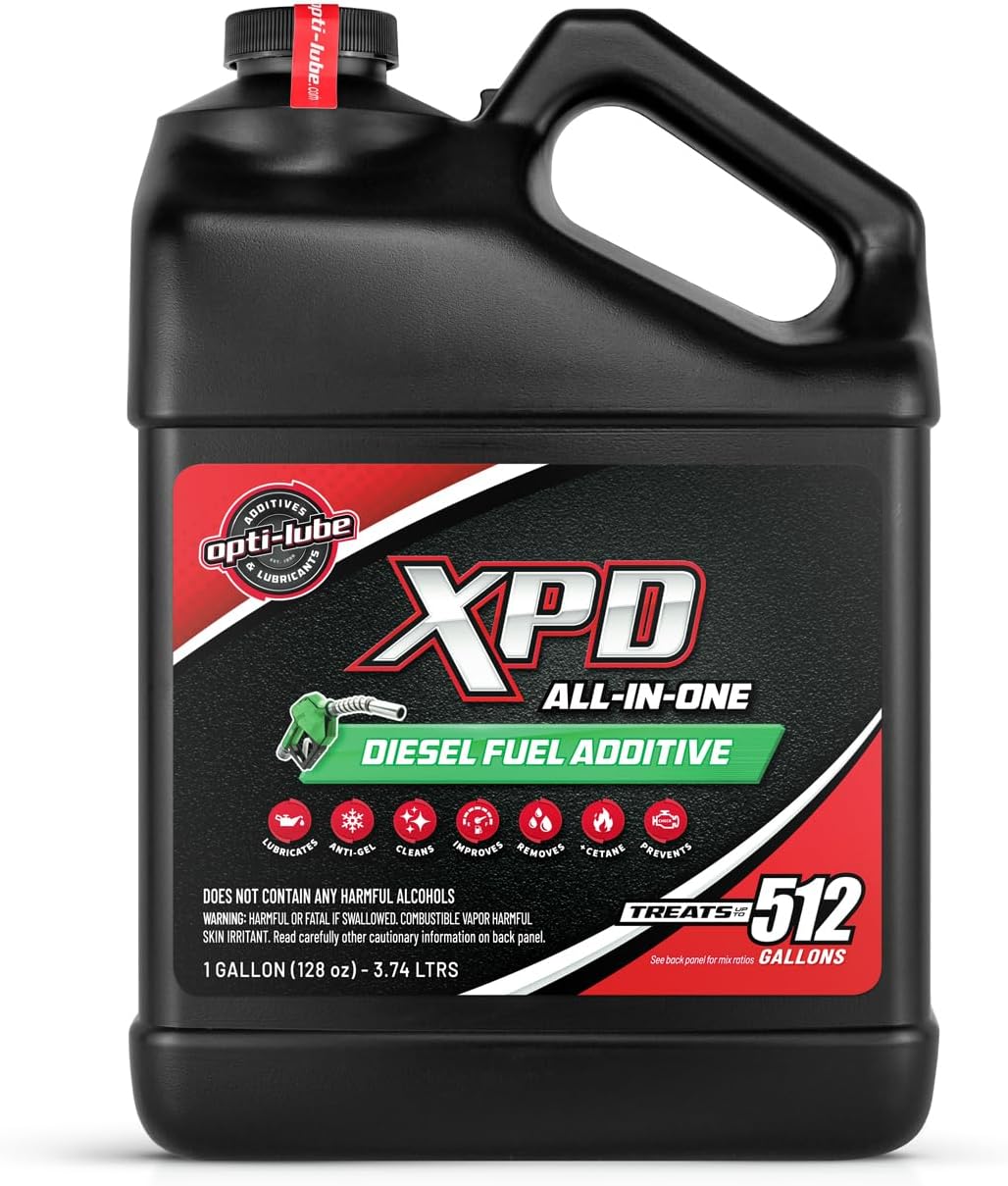 Opti-Lube – Aditivo para combustible gasóleo XPD Formula. 1 Galón con accesorios (1 bomba de mano y 2 botellas vacías de 8 onzas). Tratamiento para