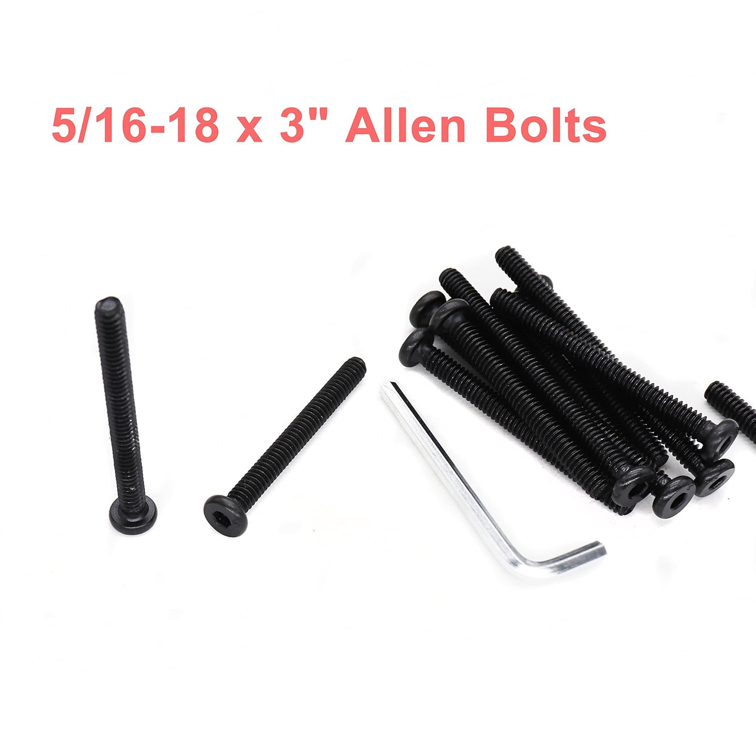 Tornillos de cabeza Allen con llave hexagonal, color negro, 10 unidades, 516-18 x 3 pulgadas