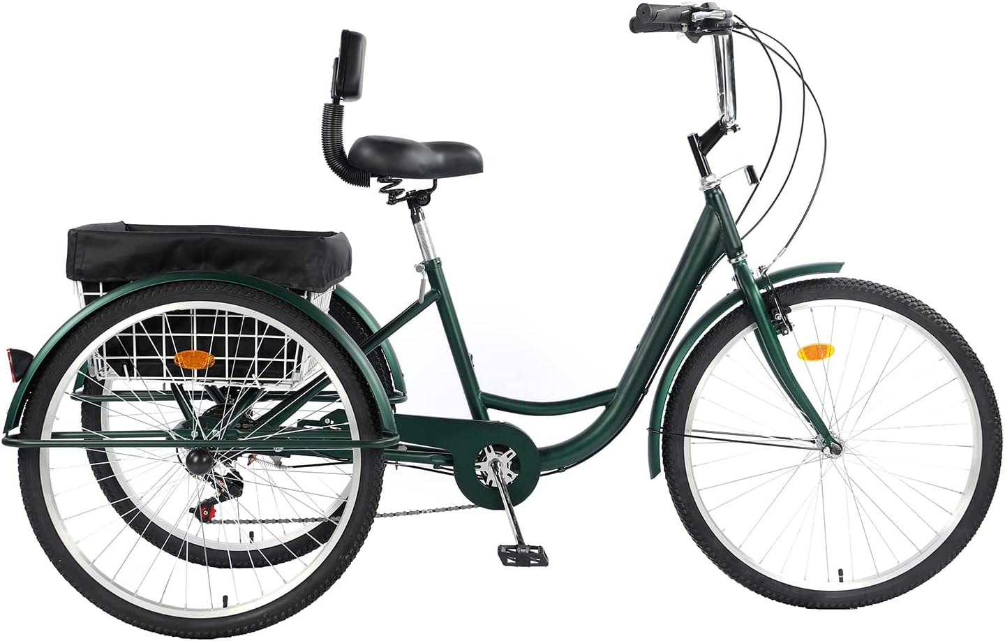 26 inch Adult Tricycle, 7 Speed 3 Wheel Bike for Women Men Seniors, Cruise Trike Bike with Shopping Basket & Lock, Adjustable Seat, Multiple Colors