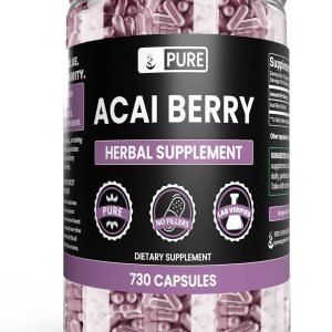 Pure Original Ingredients Acai Berry (730 cápsulas) sin magnesio o rellenos de arroz, siempre puro, verificado por laboratorio Pure Original Ingredients Acai Berry (730 cápsulas) sin magnesio o rellenos de arroz, siempre puro, verificado por laboratorio
