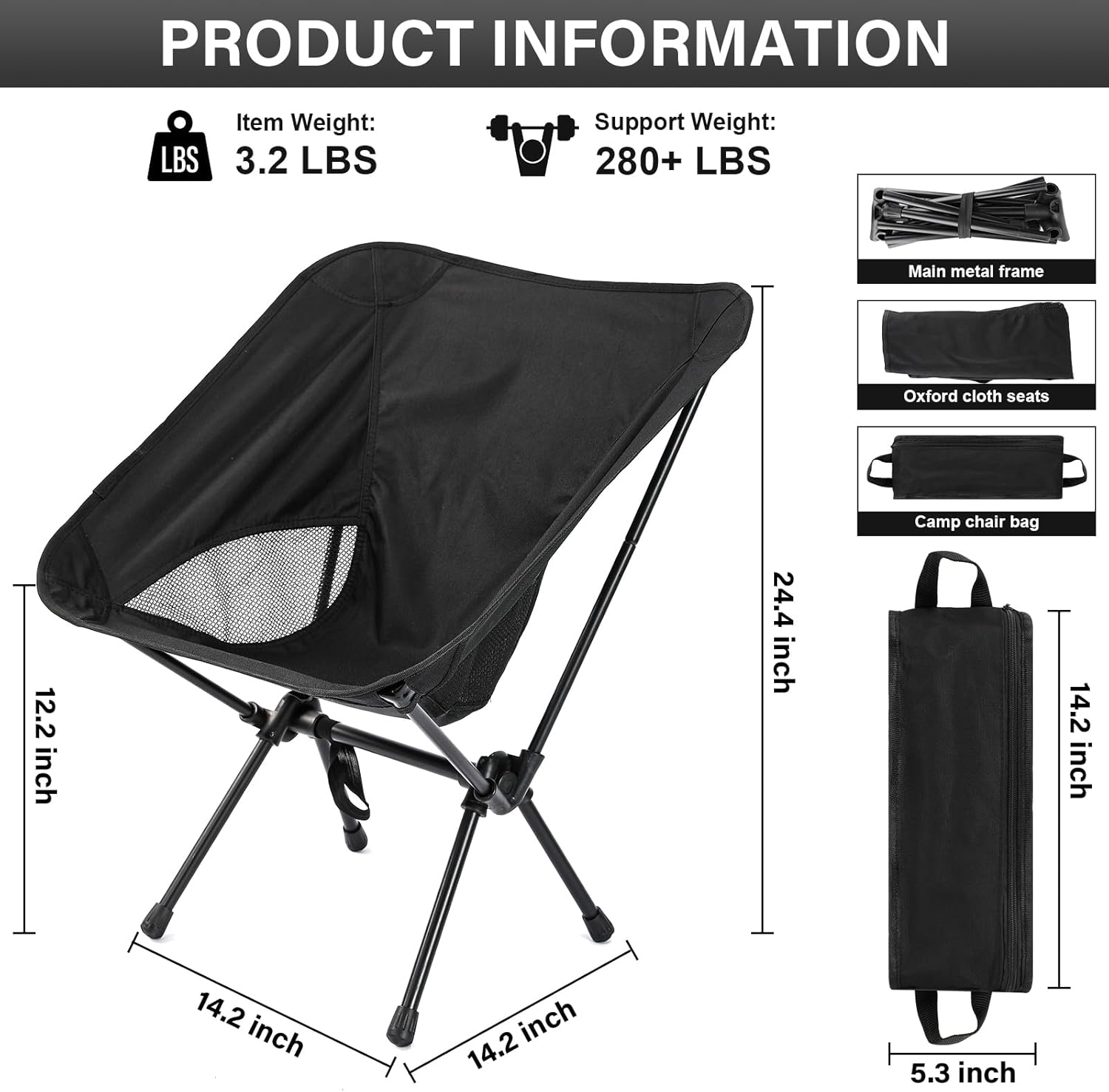 Silla plegable para camping, ultraligera, portátil, silla de playa, compacta, ligera, para mochileros, senderismo, picnic, barbacoas, pesca al aire