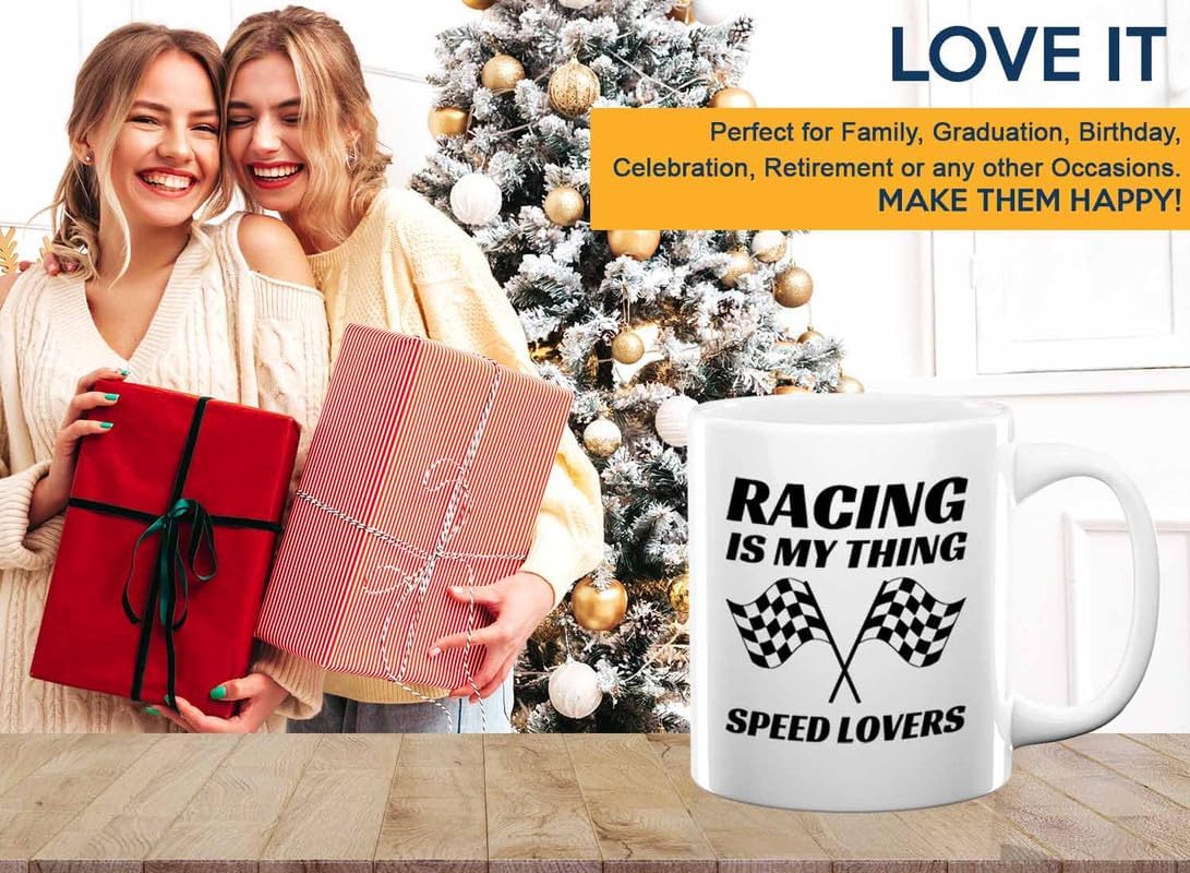 Racer Coffee Mug 11oz White – Racing Is My Thing – Fuel Speed Racer Car Guys Circuit Automotive Racing Boy Gifts For Him Dad Men Boyfriend