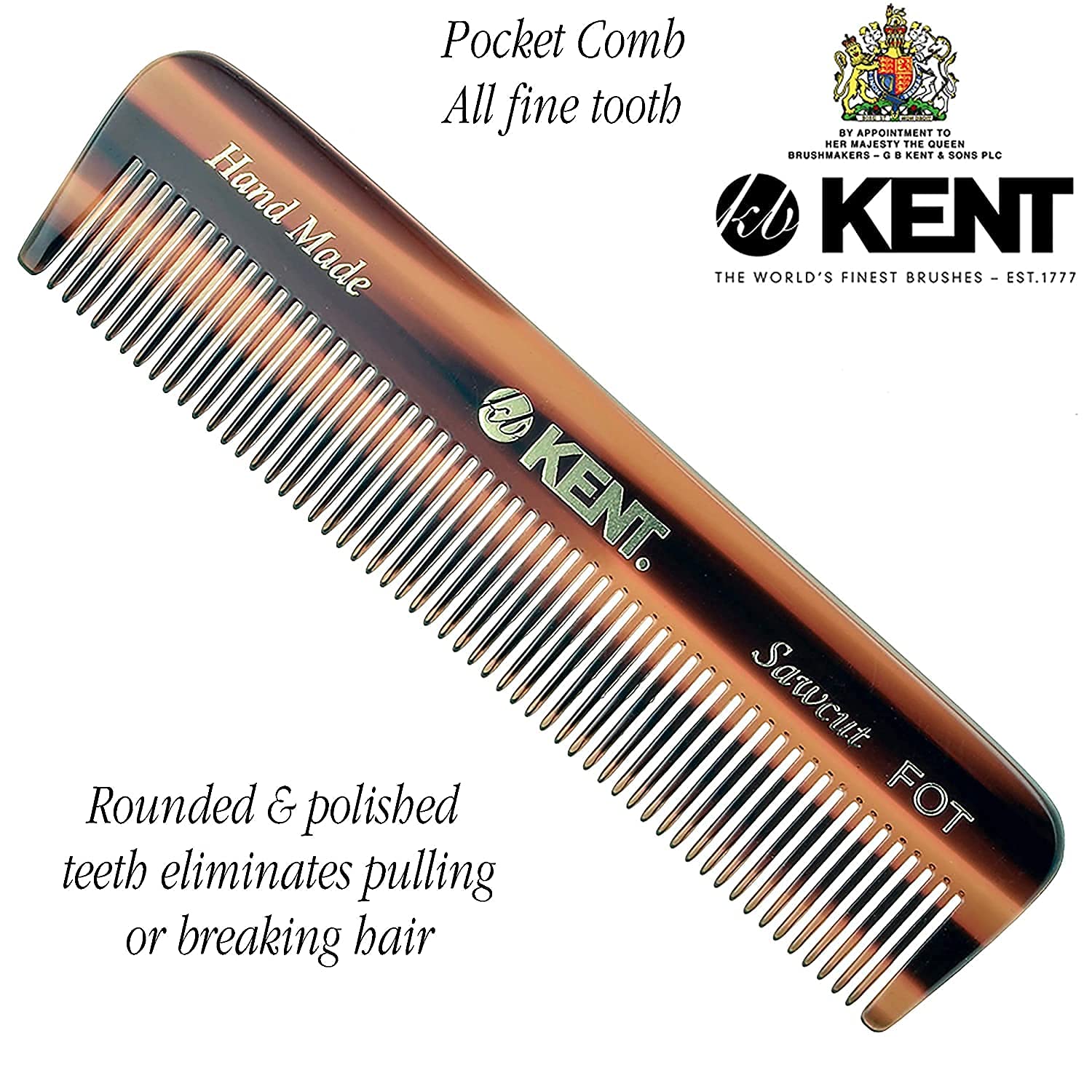 Kent Kit de barba para hombre, peine para bigote de barba extra pequeño 81T, peine de bolsillo para dientes finos FOT y cepillo de pelo de palma