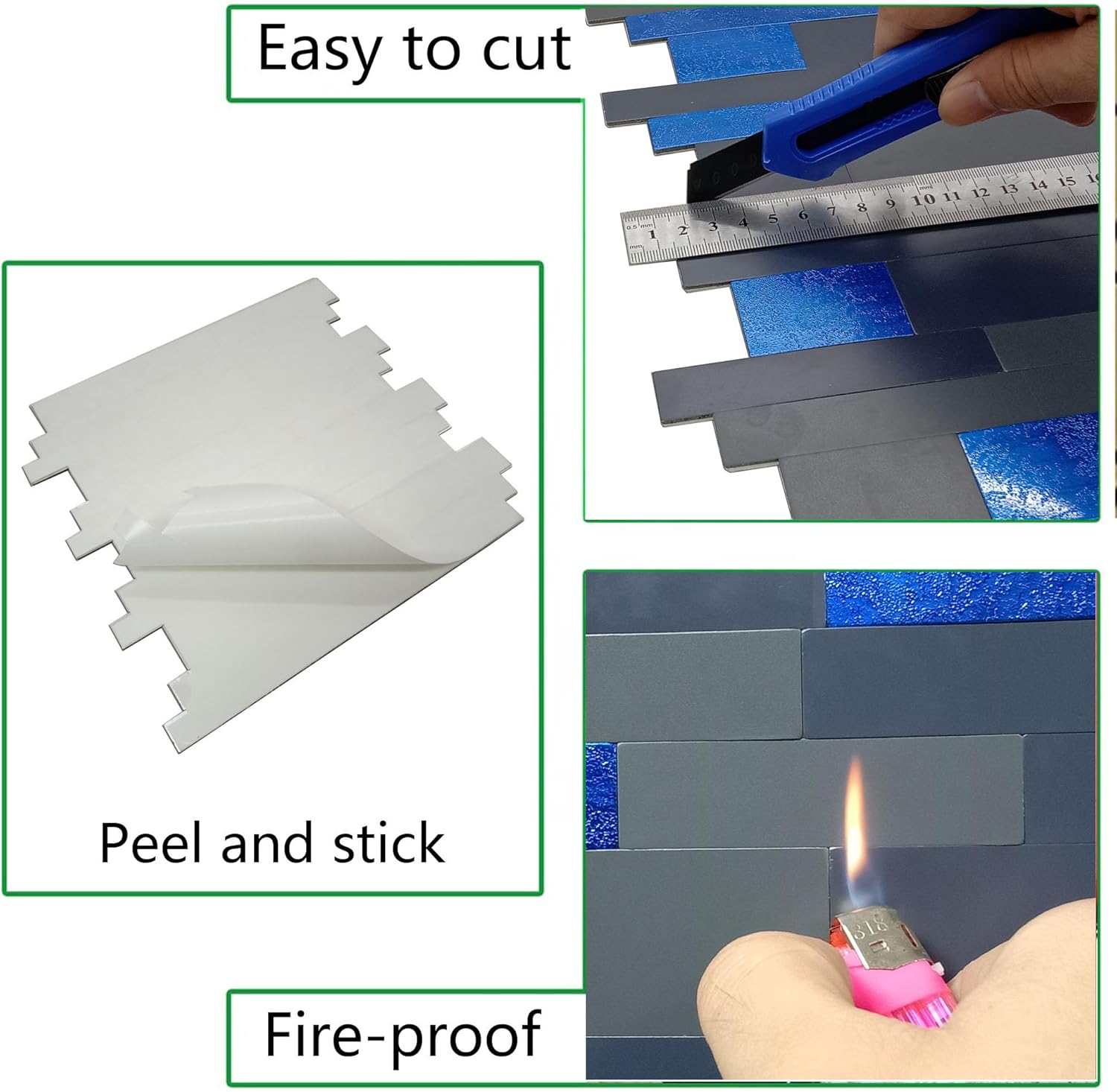 XUANINY 10 hojas de azulejos metálicos para salpicaduras en muro, autoadhesivas, aluminio 3D, paneles de pared para cocina, baño, dormitorio, sala