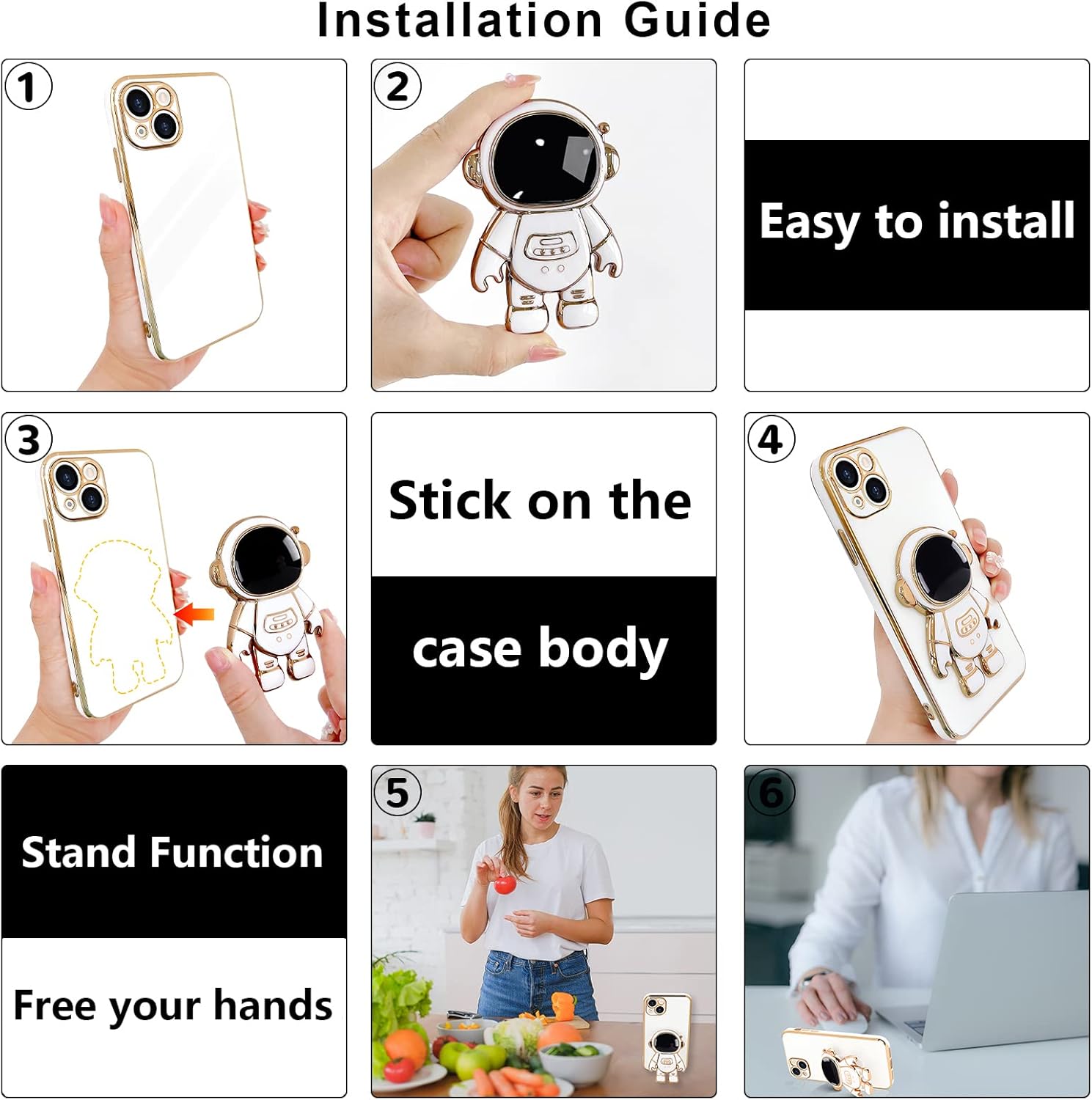 Pepmune Funda compatible con iPhone 13, diseño de soporte de astronauta en 3D, protección de cámara, a prueba de golpes, suave cubierta trasera para