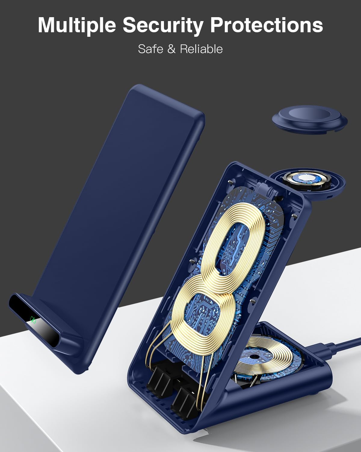 Estación de carga inalámbrica, soporte de carga inalámbrico 3 en 1 hecho para Apple Watch Ultra 9 8 7 6 SE 5 4 3, cargador inalámbrico rápido hecho