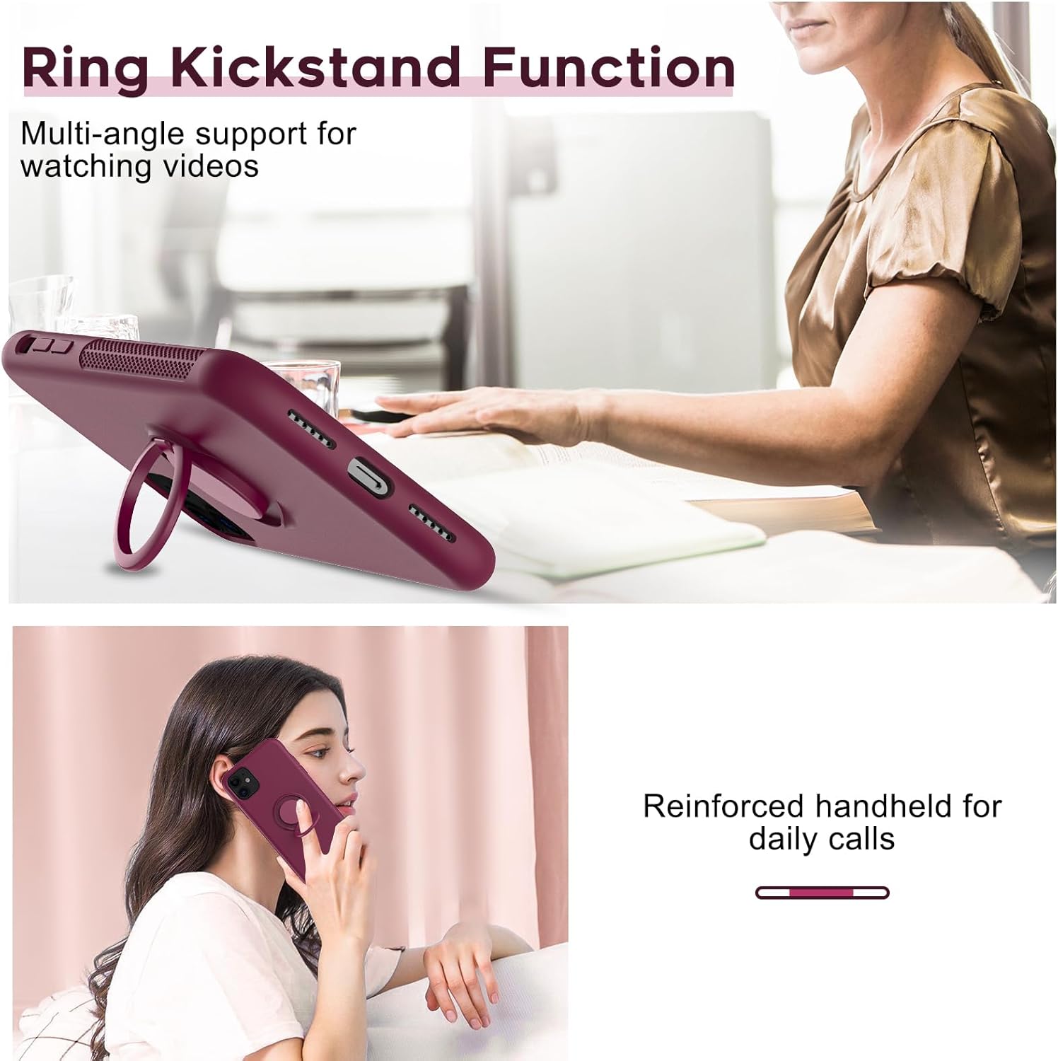 LeYi Funda para iPhone 11 con 2 protectores de pantalla de vidrio para mujeres, niñas y niños, funda de silicona líquida a prueba de golpes con