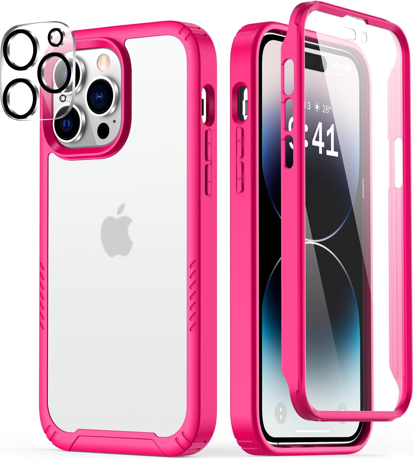 Goodon Funda para iPhone 14 Pro con protector de pantalla y protector de lente de cámara, probada contra caídas militares desde 6 pies, funda
