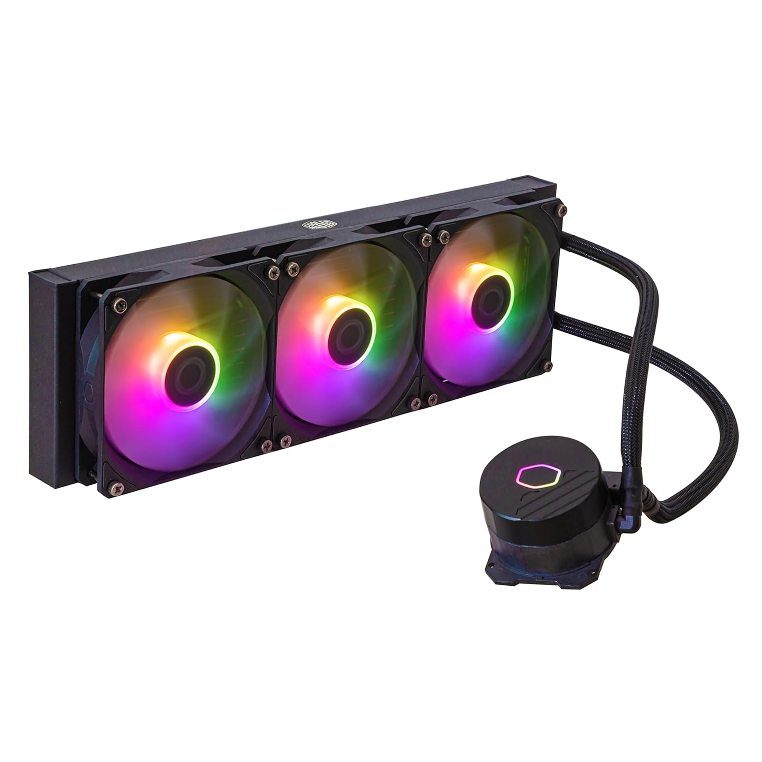 Cooler Master MasterLiquid – Enfriador líquido de CPU ARGB de 360L Core – Bomba de doble cámara Gen S, radiador superior y ventiladores ARGB de