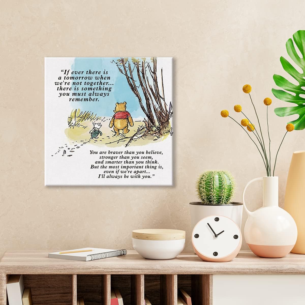 Lienzo decorativo clásico de Winnie the Pooh con frase “If Ever There Is A Tomorrow” (“If Ever There Is A Tomorrow”)