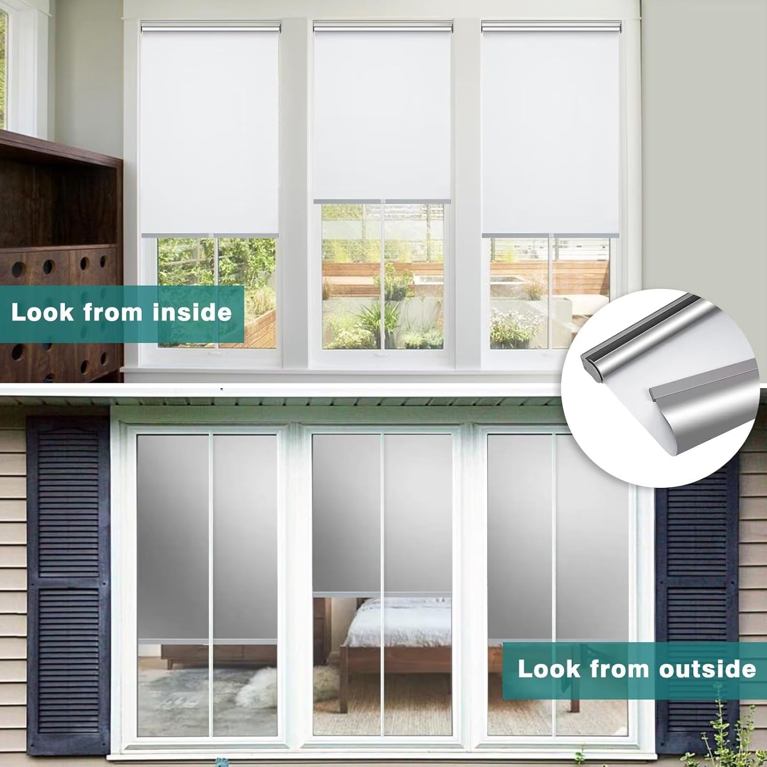 Changshade – Cortina enrollable sin cordón y opaca, oscurecimiento de la habitación, persiana enrollada, para bloqueo de la luz, protección solar,