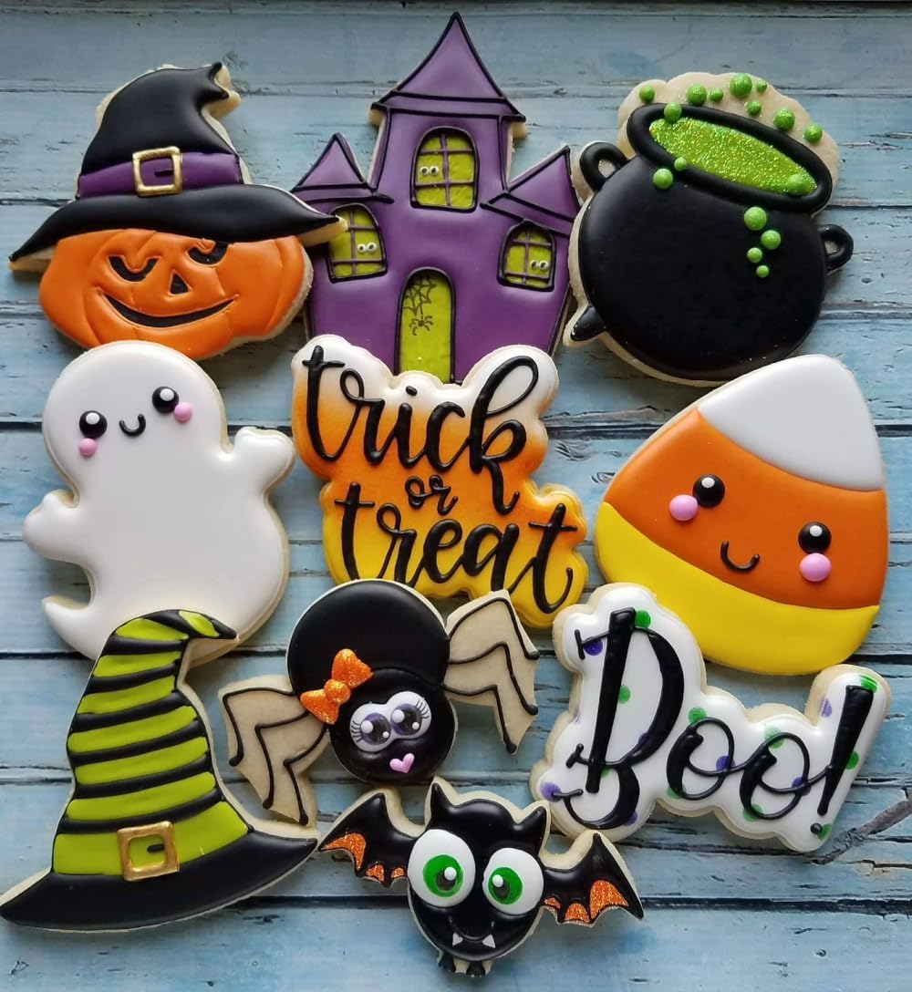 Juego de cortadores de galletas de Halloween, 3 piezas de cortador de galletas de acero inoxidable, moldes para hornear, olla de bruja, sombrero de