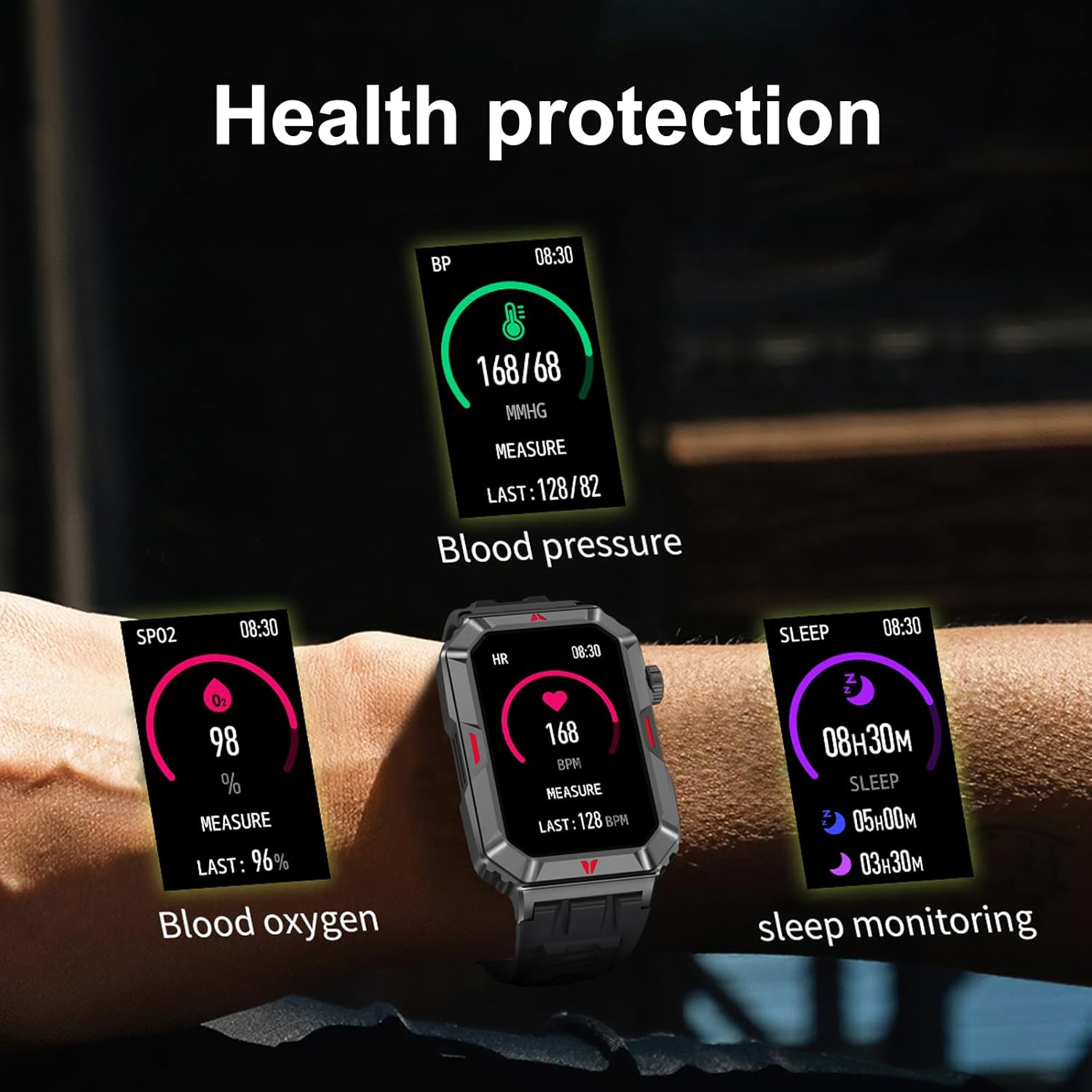 Wonlex Reloj inteligente militar para hombre (respuestahacer llamadas), pulsera deportiva con pantalla HD de 1.57 pulgadas, impermeable, contador de