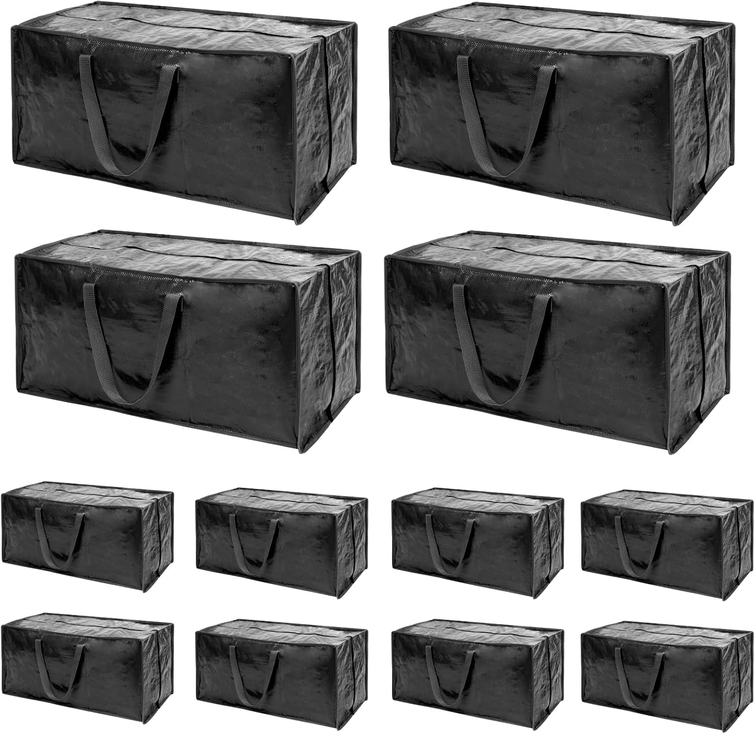 Bolsas de mudanza negras  Paquete de 8 bolsas de almacenamiento extra grandes y resistentes con cremallera y asas de refuerzo  29 x 14 x 13 pulgadas