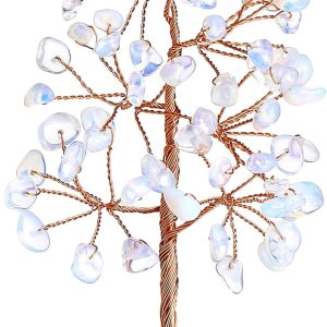 QINJIEJIE Decoración de árbol de cristales curativos de ópalo, decoración de piedra natural, árbol de piedras preciosas de reiki, base de rodajas de QINJIEJIE Decoración de árbol de cristales curativos de ópalo, decoración de piedra natural, árbol de piedras preciosas de reiki, base de rodajas de