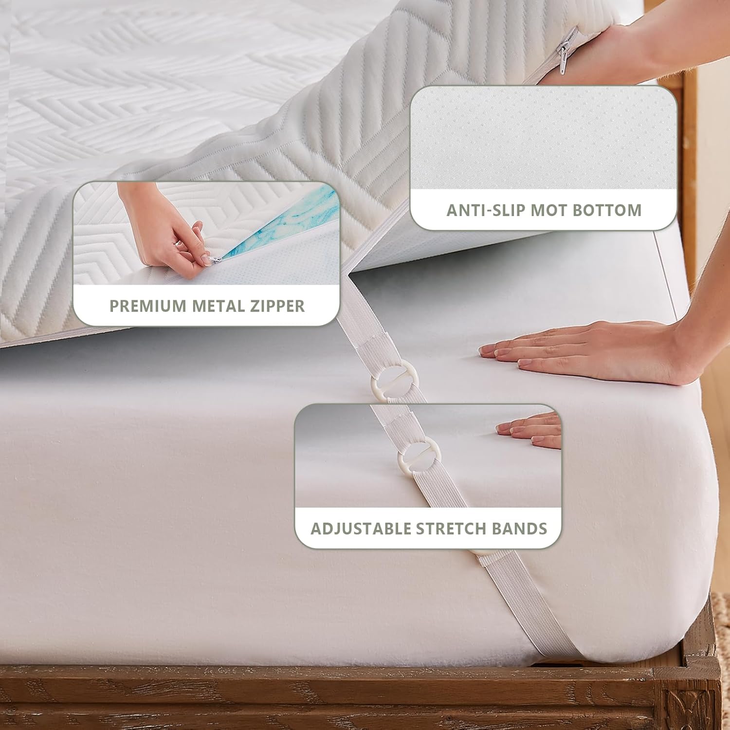 Cubrecolchón de espuma viscoelástica, tamaño individual XL, 7 zonas con funda de colchón de aire, colchón de gel refrescante de 3 pulgadas para