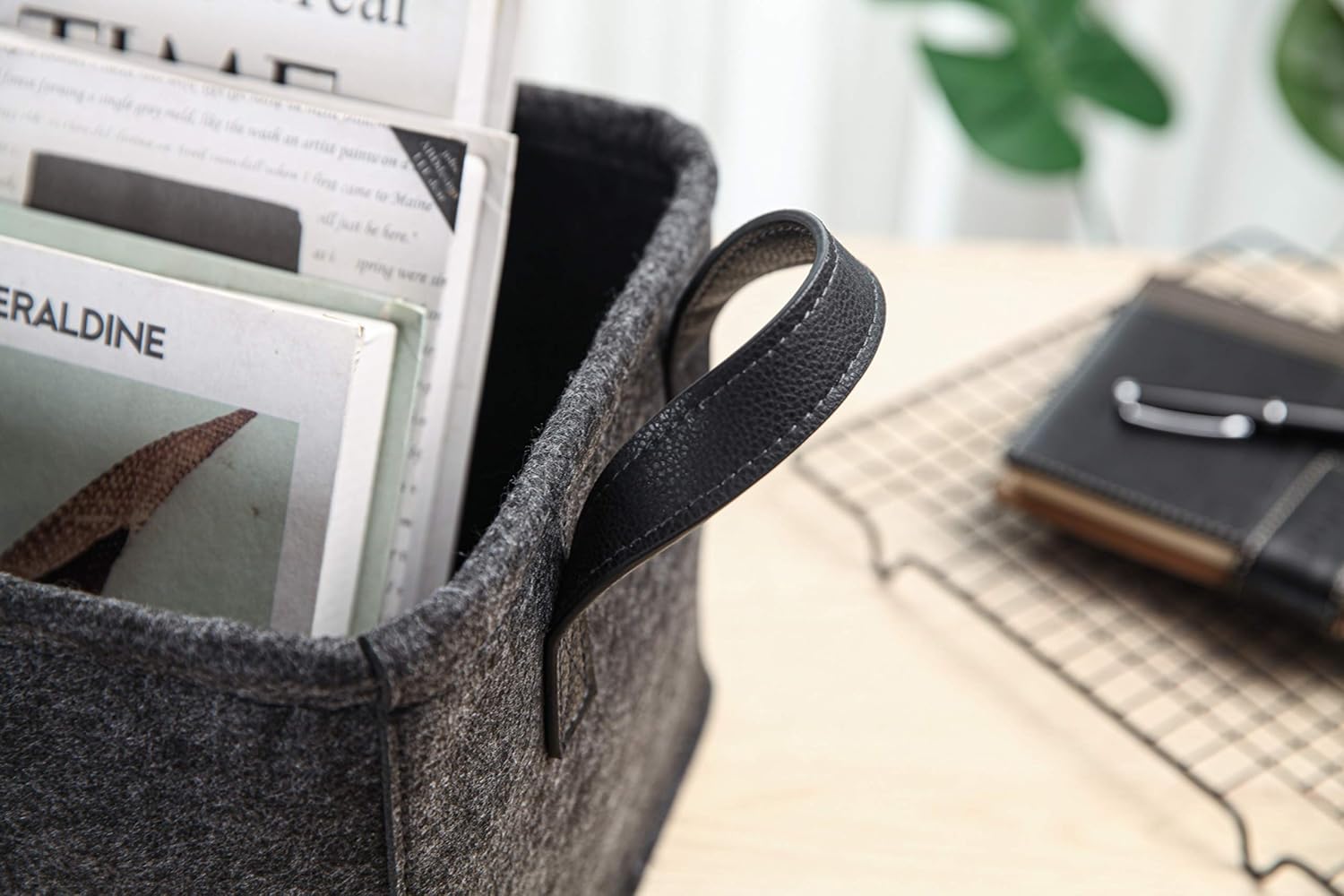Cestas de almacenamiento plegables de fieltro con asas de metal para juguetes, habitación de niños, ropa, toallas y revistas, cajas organizadoras,