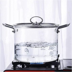 Cacerola de vidrio resistente al calor, olla de cocina de borosilicato transparente con tapa y asa, olla antiadherente para fideos y chocolate Cacerola de vidrio resistente al calor, olla de cocina de borosilicato transparente con tapa y asa, olla antiadherente para fideos y chocolate