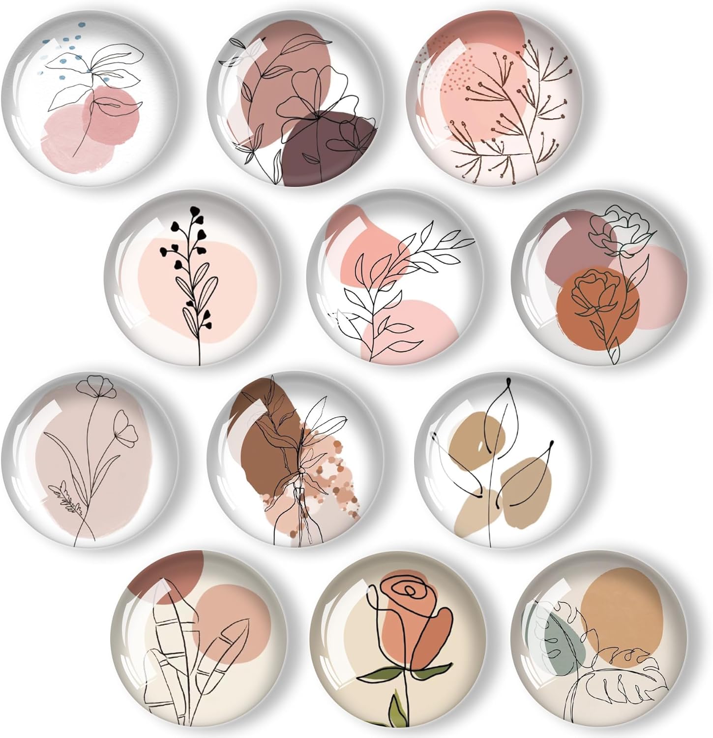 12 imanes de vidrio para nevera, diseño de líneas artísticas para nevera, decoración para manualidades, imanes de nevera fuertes para cocina,