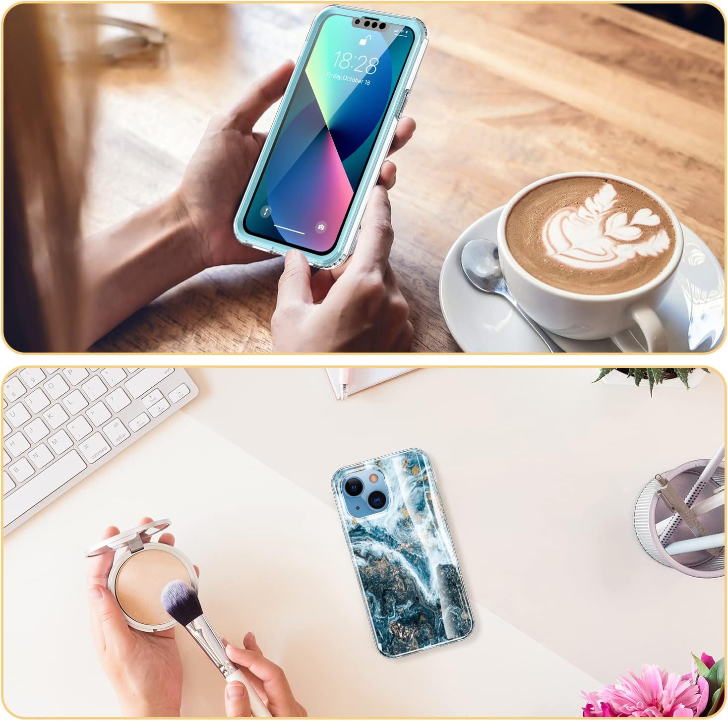ESDOT Funda para iPhone 13 Mini con protector de pantalla integrado, funda resistente de grado militar con diseños de moda para mujeres y niñas,