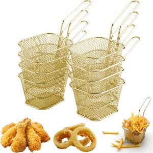 MIIIM 8 cestas cuadradas para papas fritas de 4 pulgadas, cestas de presentación de alimentos fritos con asa soporte para papas fritas para cocina, MIIIM 8 cestas cuadradas para papas fritas de 4 pulgadas, cestas de presentación de alimentos fritos con asa soporte para papas fritas para cocina,